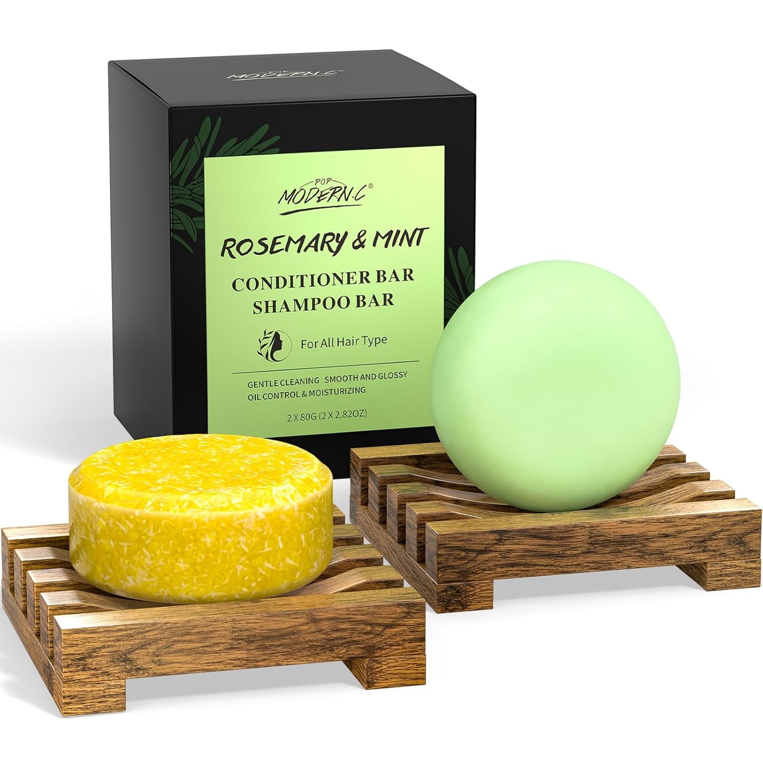 Rosemary Shampoo and Conditioner Bar Set for Hair Growth Solid Soap 2x80g