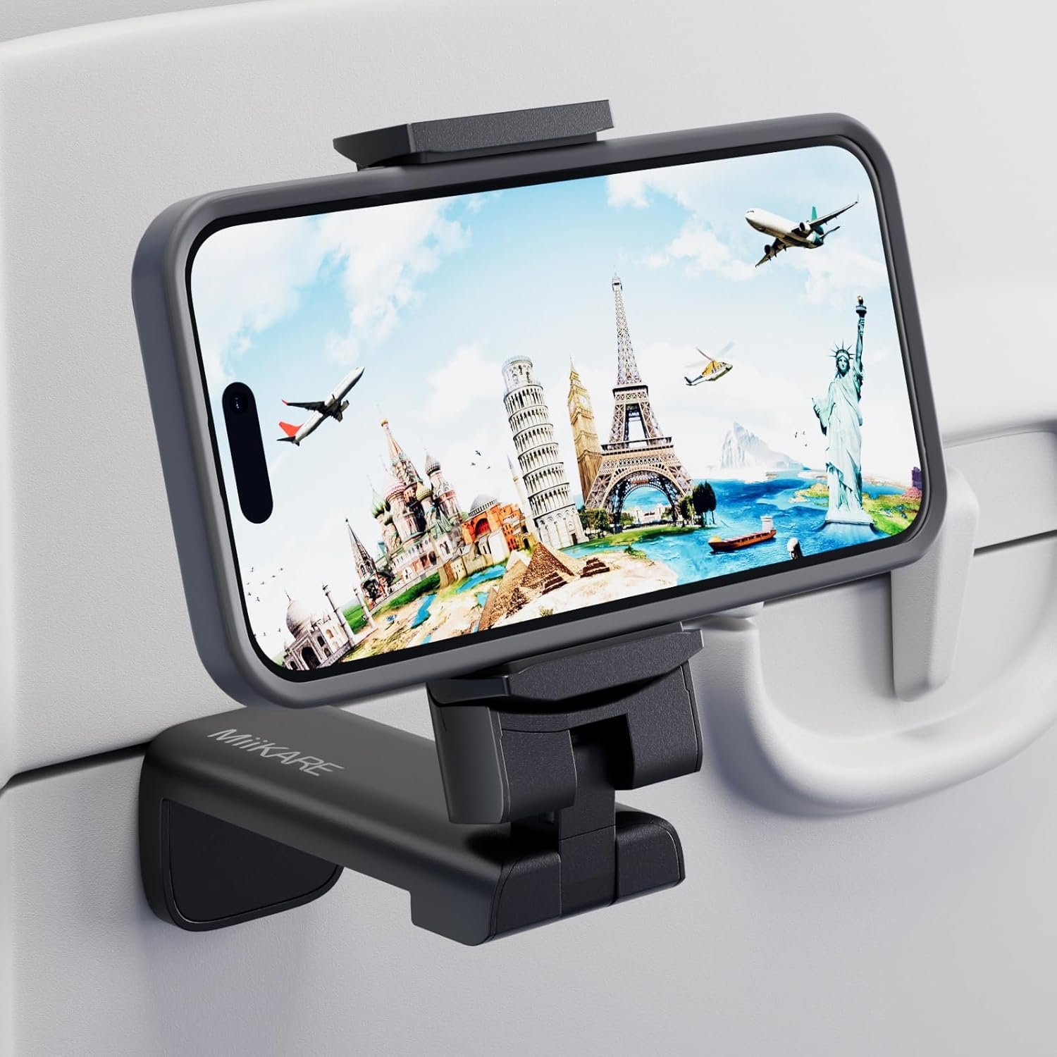 MiiKARE Airplane Phone Holder Mount, Plane Travel Essentials Gift, Black