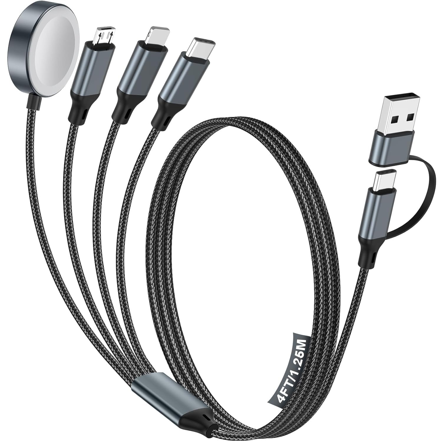 4-in-2 Multi Charging Cable for Apple Watch Charger/iPhone/Samsung Charger