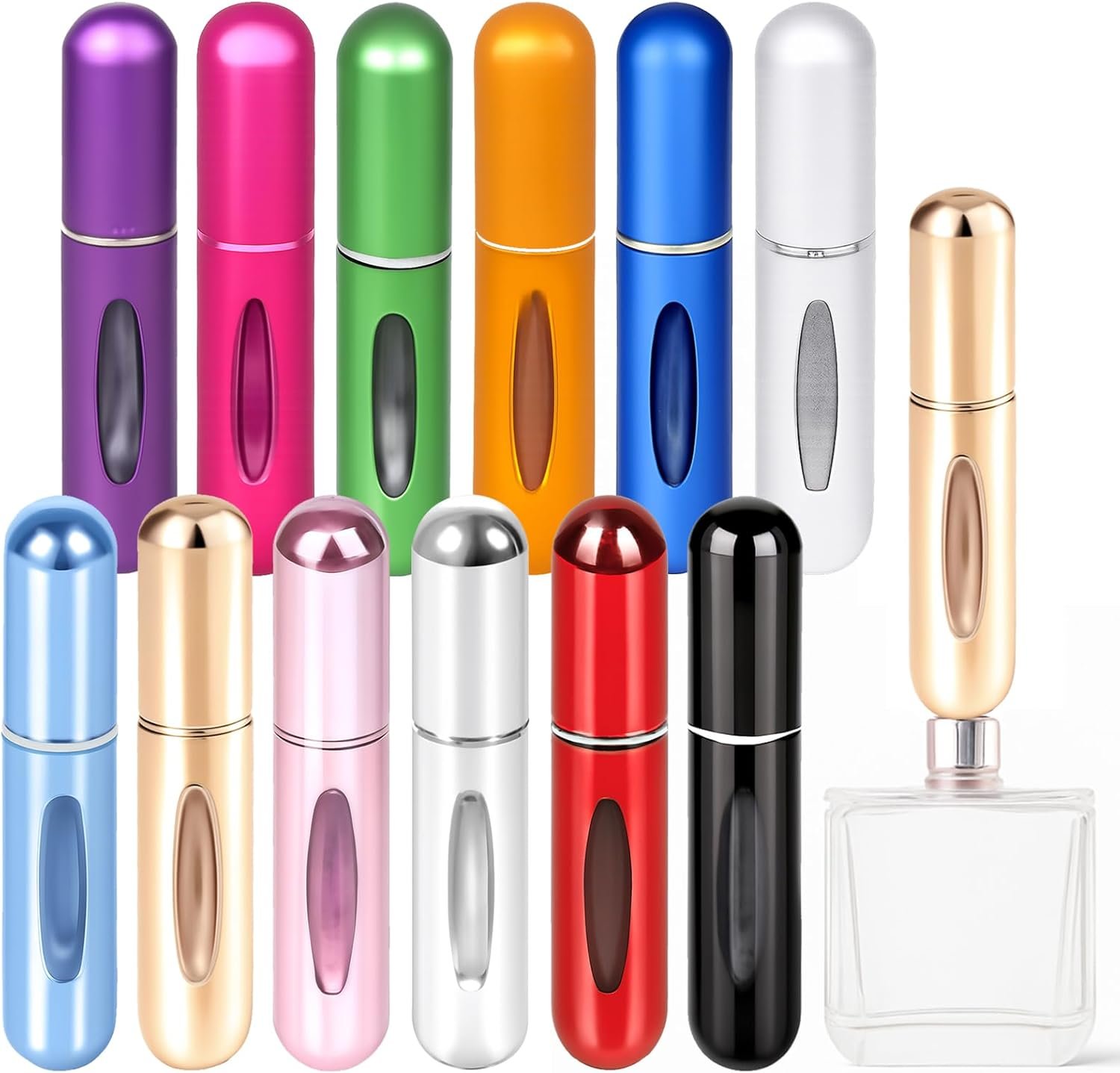 12 Pack Refillable Perfume Atomizer Spray Bottles for Travel – 5ml Mini Cologne Refillable Bottles, Portable Perfume Sprayers for Women & Men, TSA Approved Family Set for Home and Travel Use