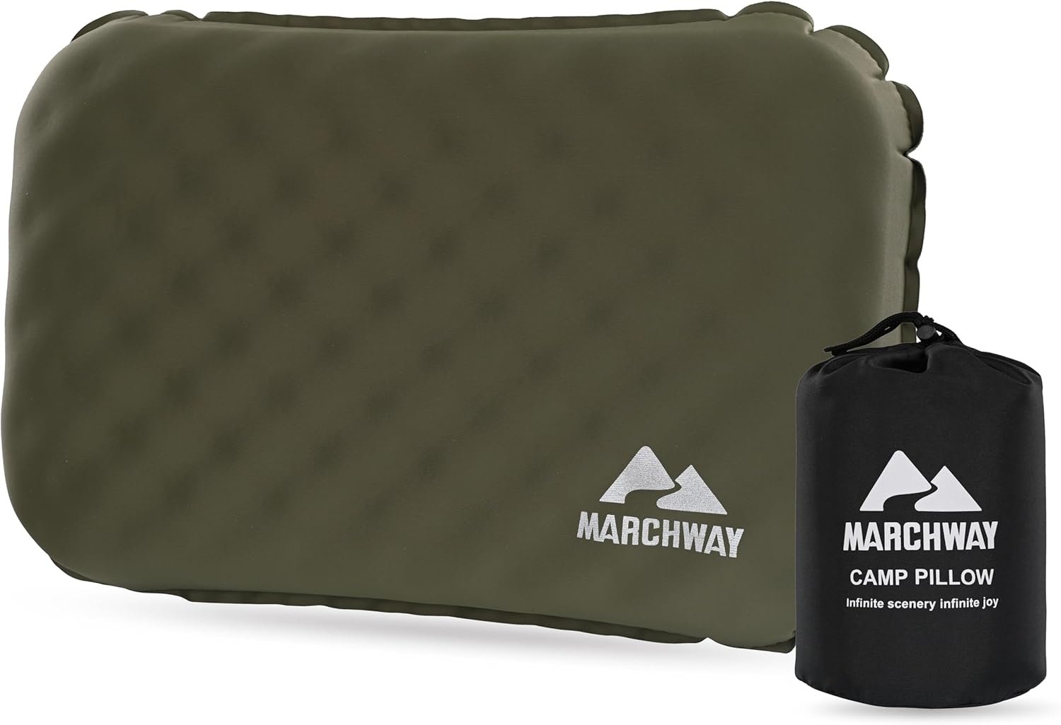 MARCHWAY Lightweight Compact Inflatable Camping Pillow with Soft Foam Top