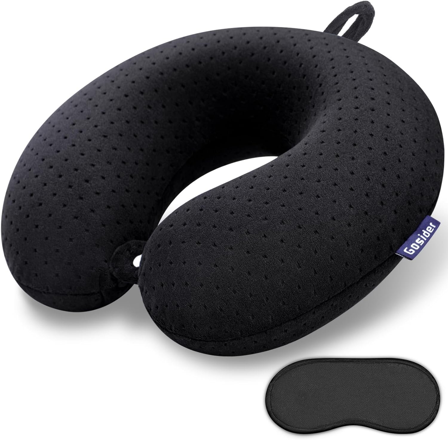 Travel Neck Pillow, Memory Foam Airplane Pillow, Black