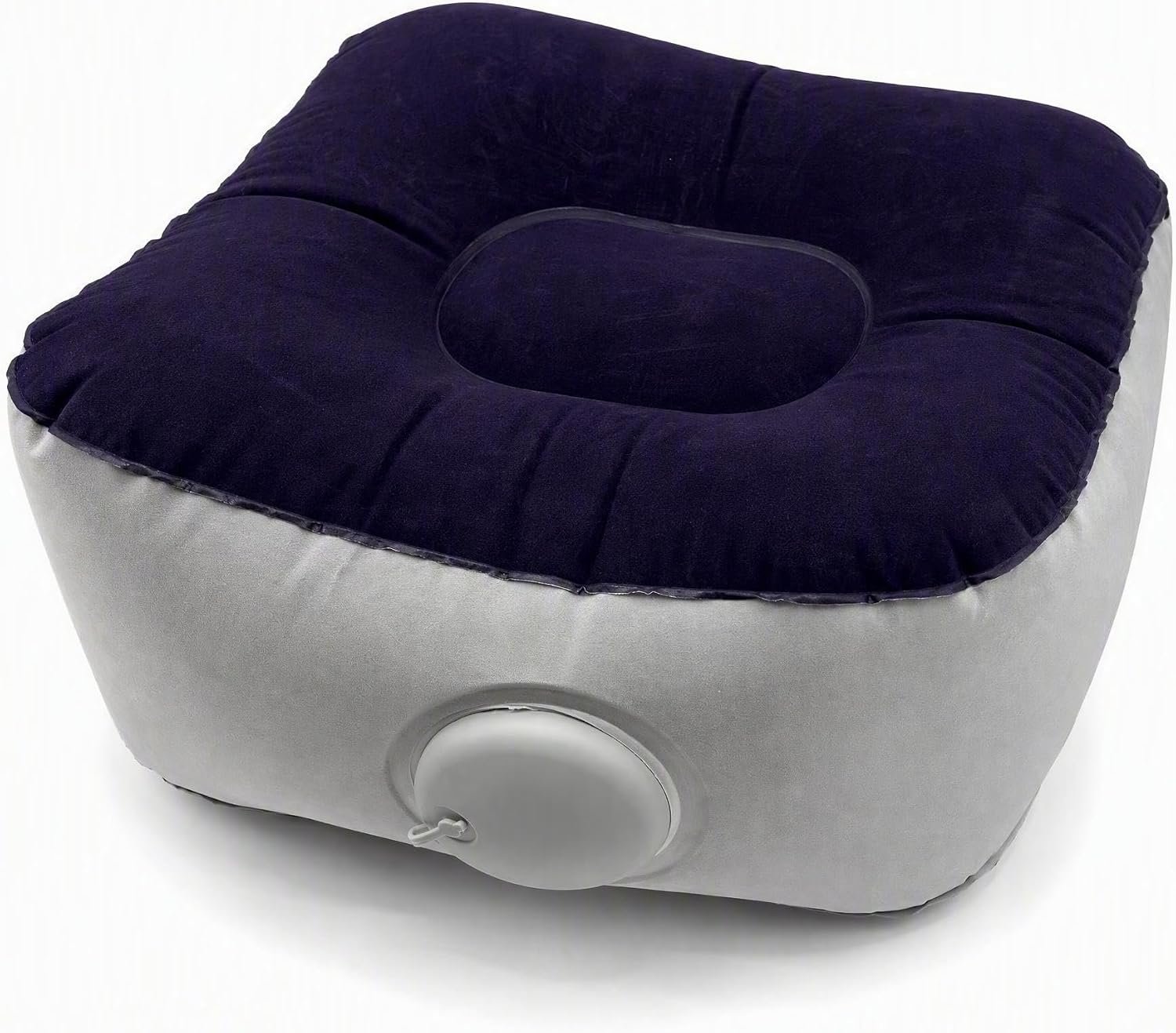 Blue Inflatable Foot Rest for Airplane Travel, Pump-Free Quick Press Inflation Leg Rest Pillow for Office Home Desk Car, Portable Adjustable Foot Elevator for Economy Class Comfort, 1 Pack