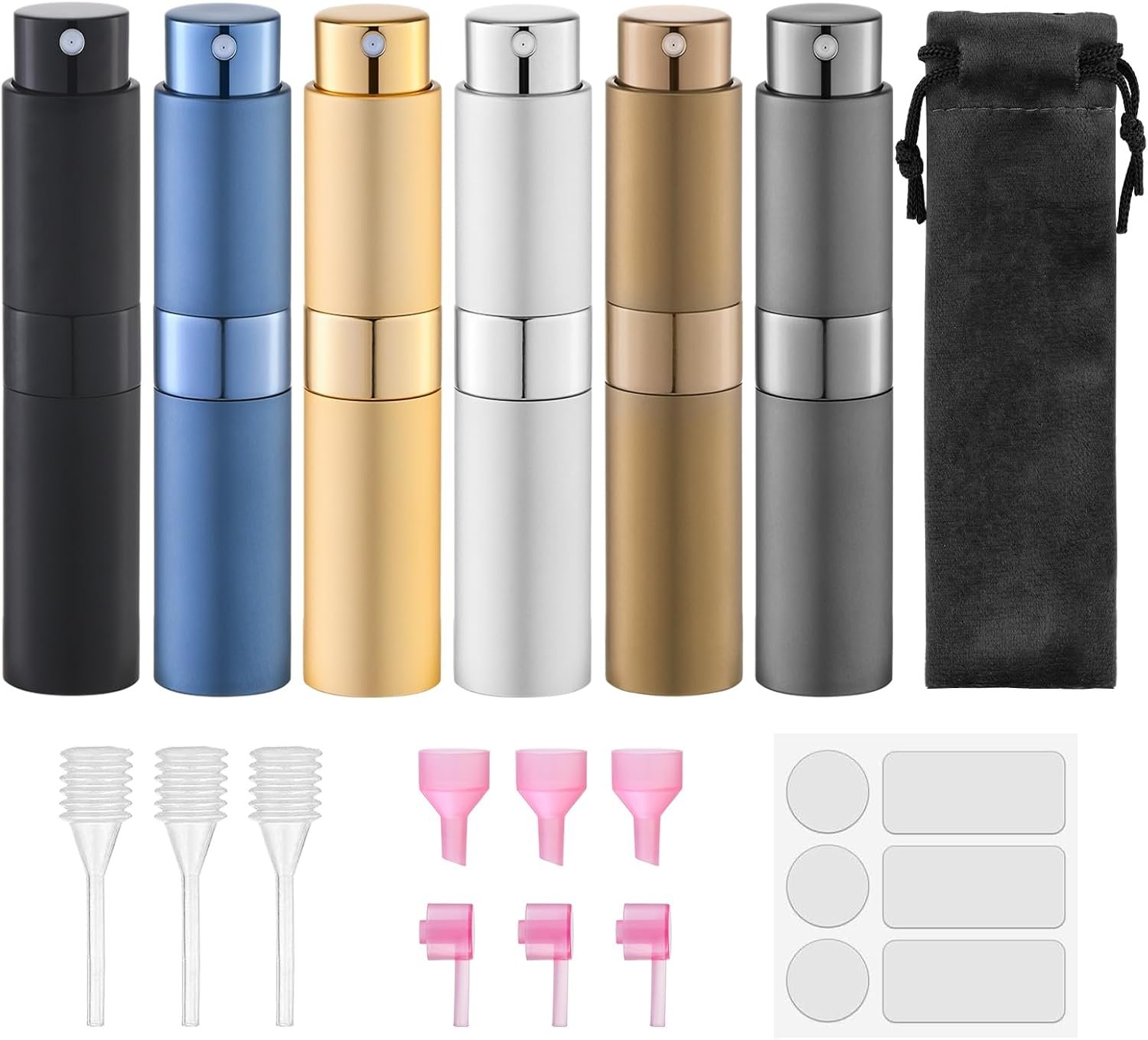 Lulupack Travel Perfume Bottle Refillable, 8ml Cologne Spray Atomizer, 6PCS