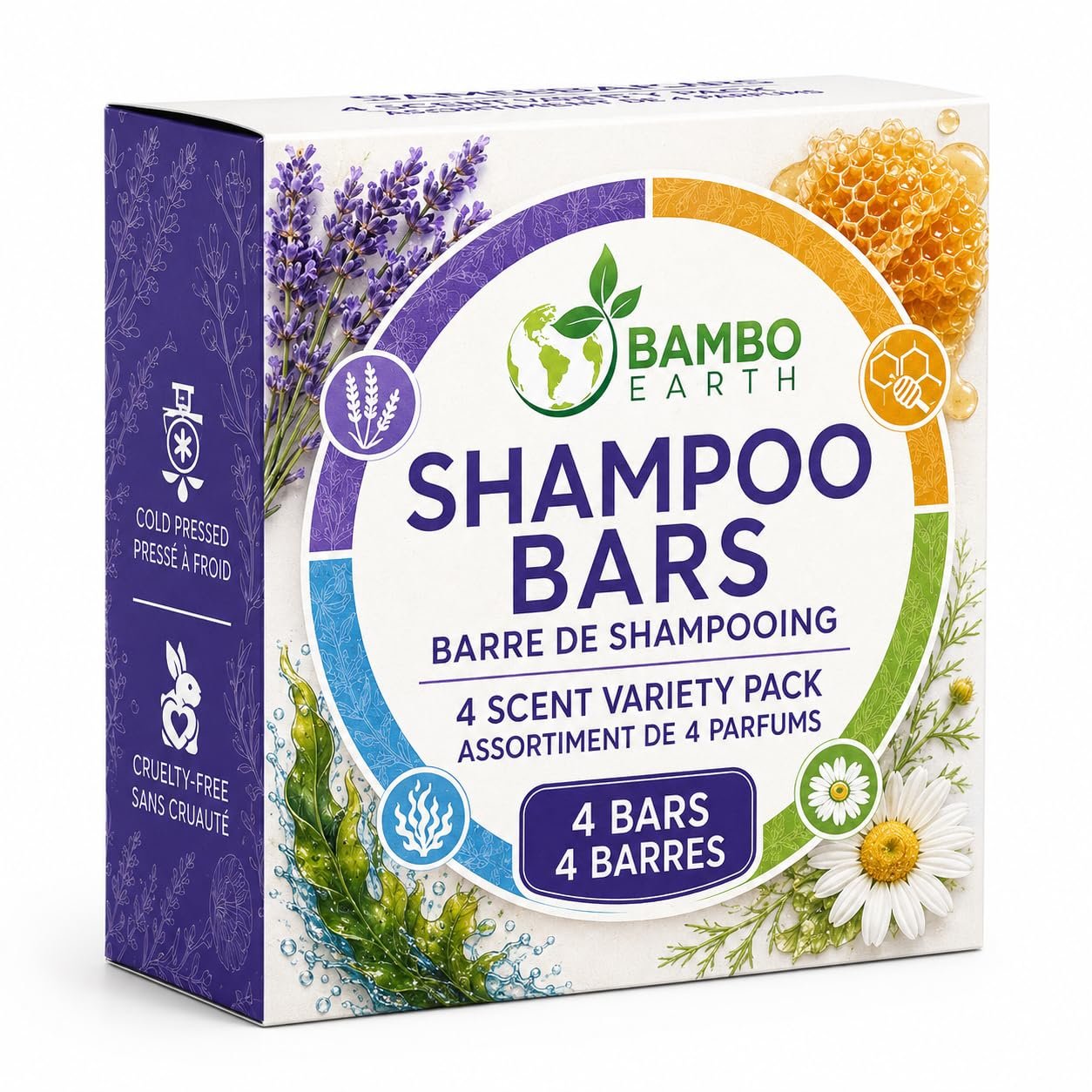 Shampoo Bars with Conditioning Effect – Solid, Natural, Biodegradable, 4pk
