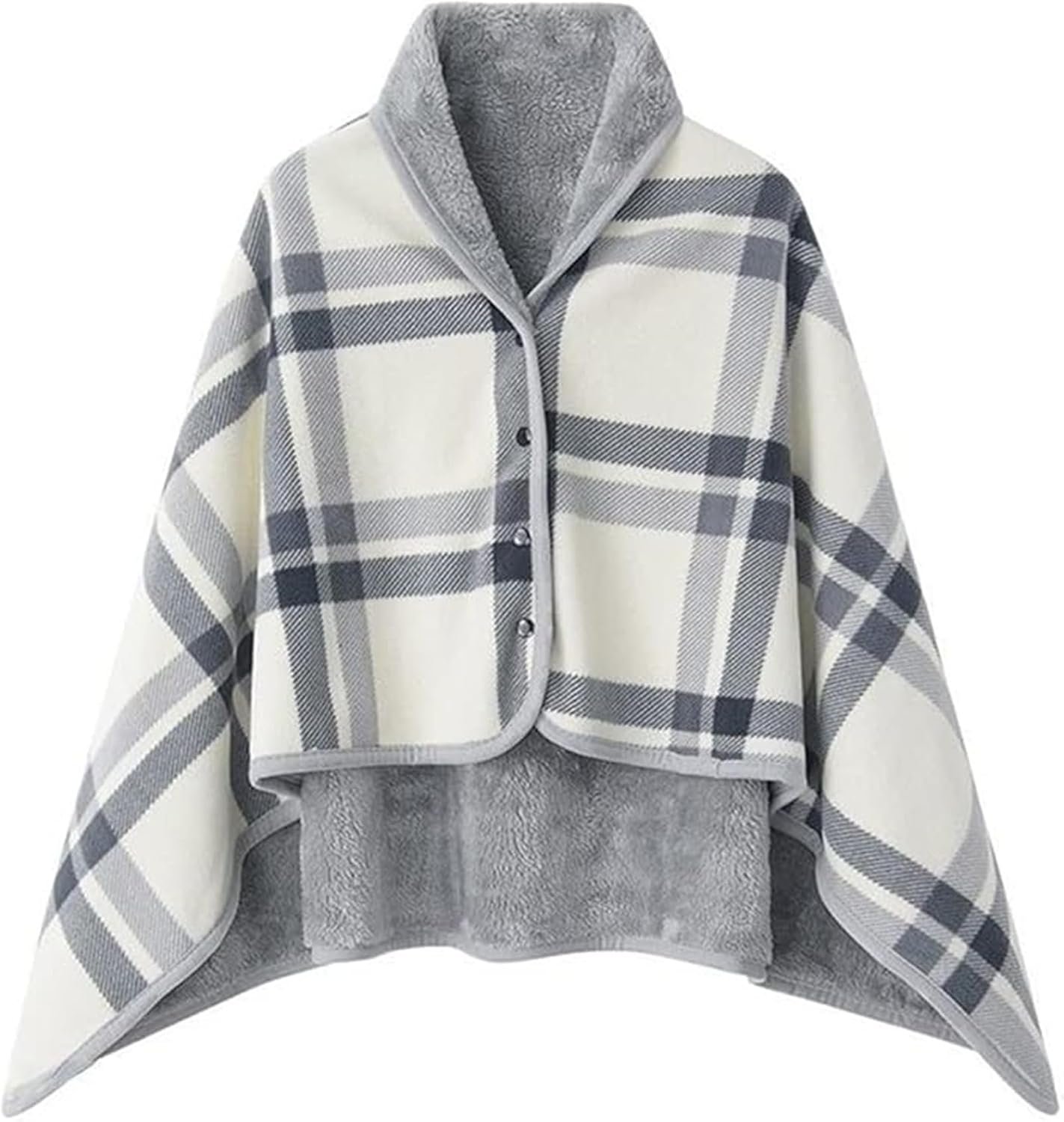 Fleece Wearable Blanket,Comfy Warm Wrap Shawl Poncho Throw with Buttons,Office Chair Lap Sofa Bed Travel Cape Cover