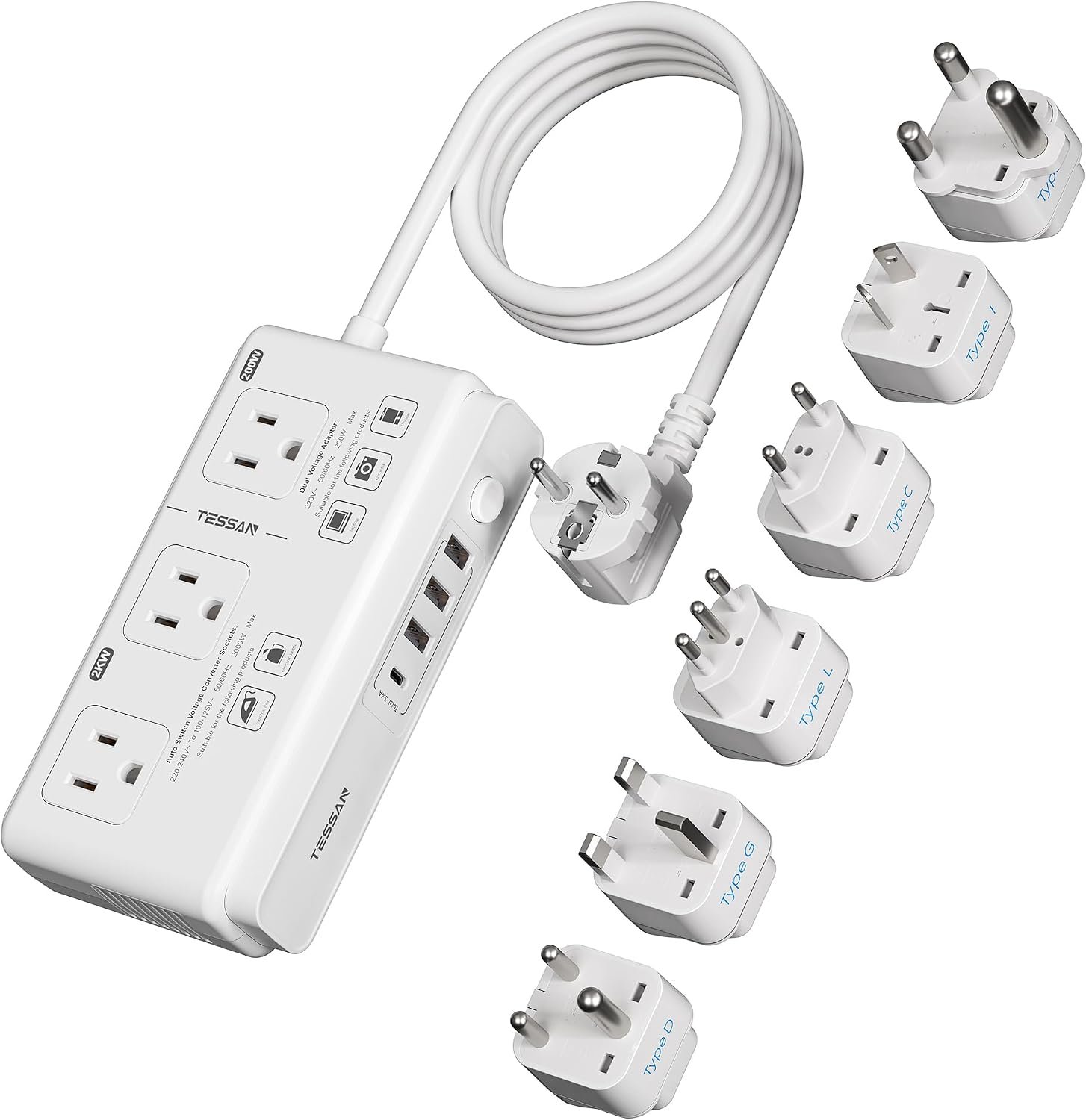 TESSAN Voltage Converter US to Europe 220 to 110, Universal Travel Adapter