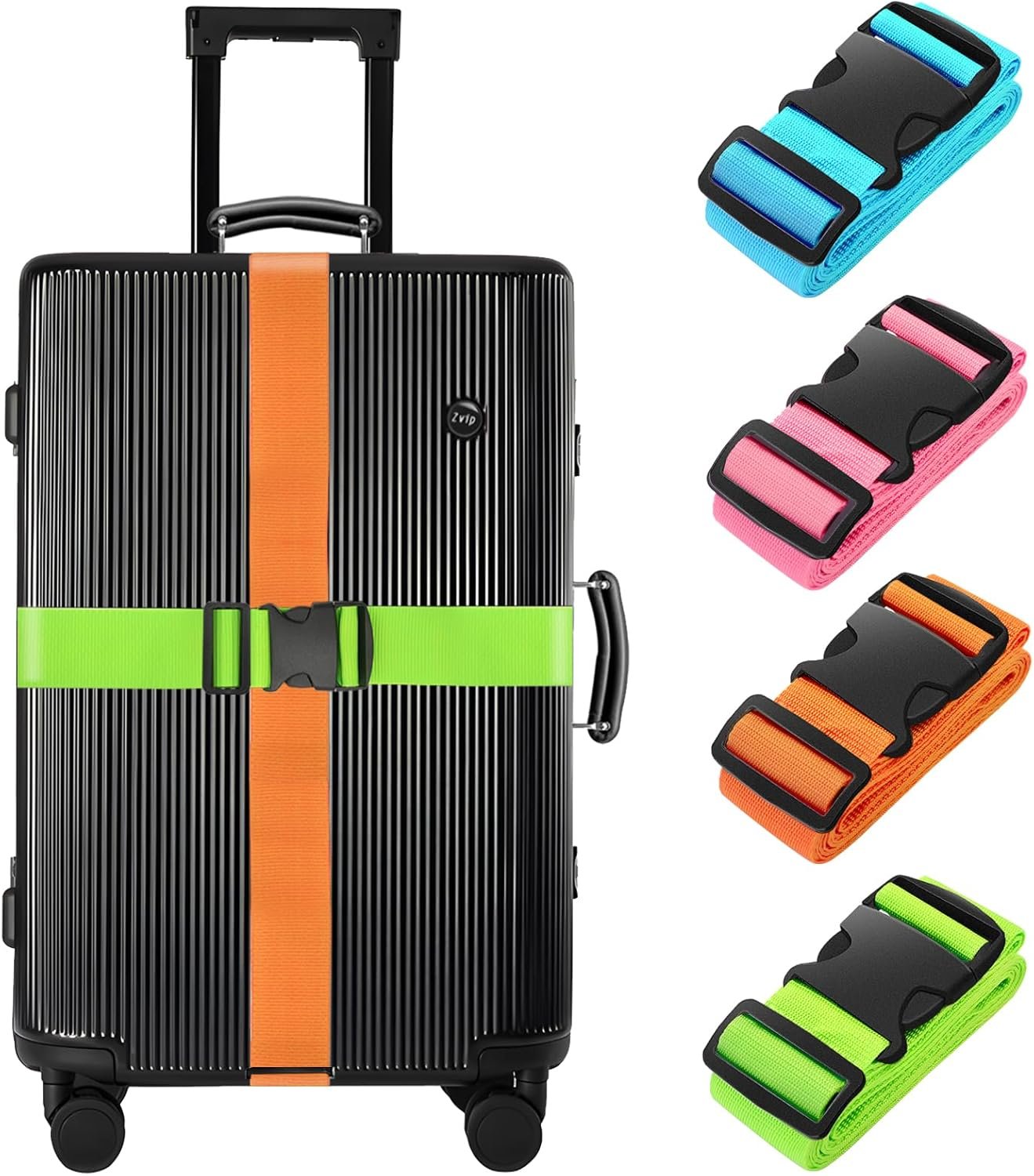 BILIONE Luggage Straps for Suitcases,79″ Long Adjustable Luggage Belts