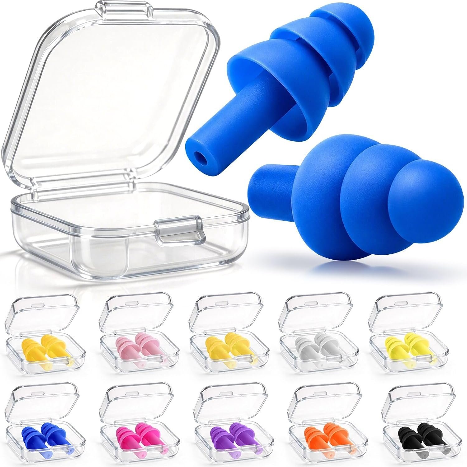 Leffis 50 Pairs Reusable Silicone Ear Plugs for Sleeping Noise Cancelling