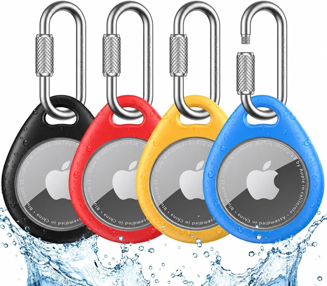 UNBREAKcable for AirTag Holder Case with Professional Carabiner, 4 Pack