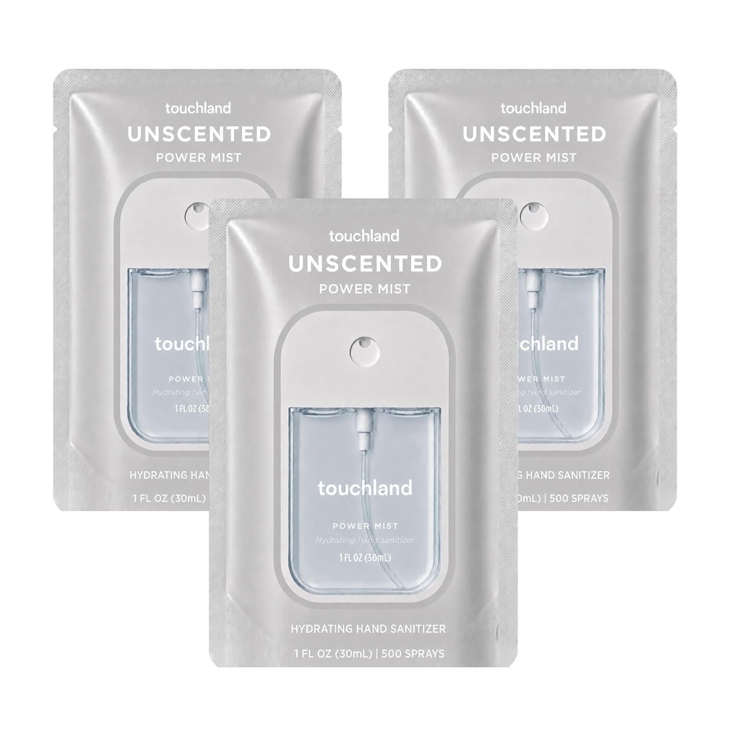 Touchland Unscented Hydrating Hand Sanitizer Spray, 3 Pack Travel Size