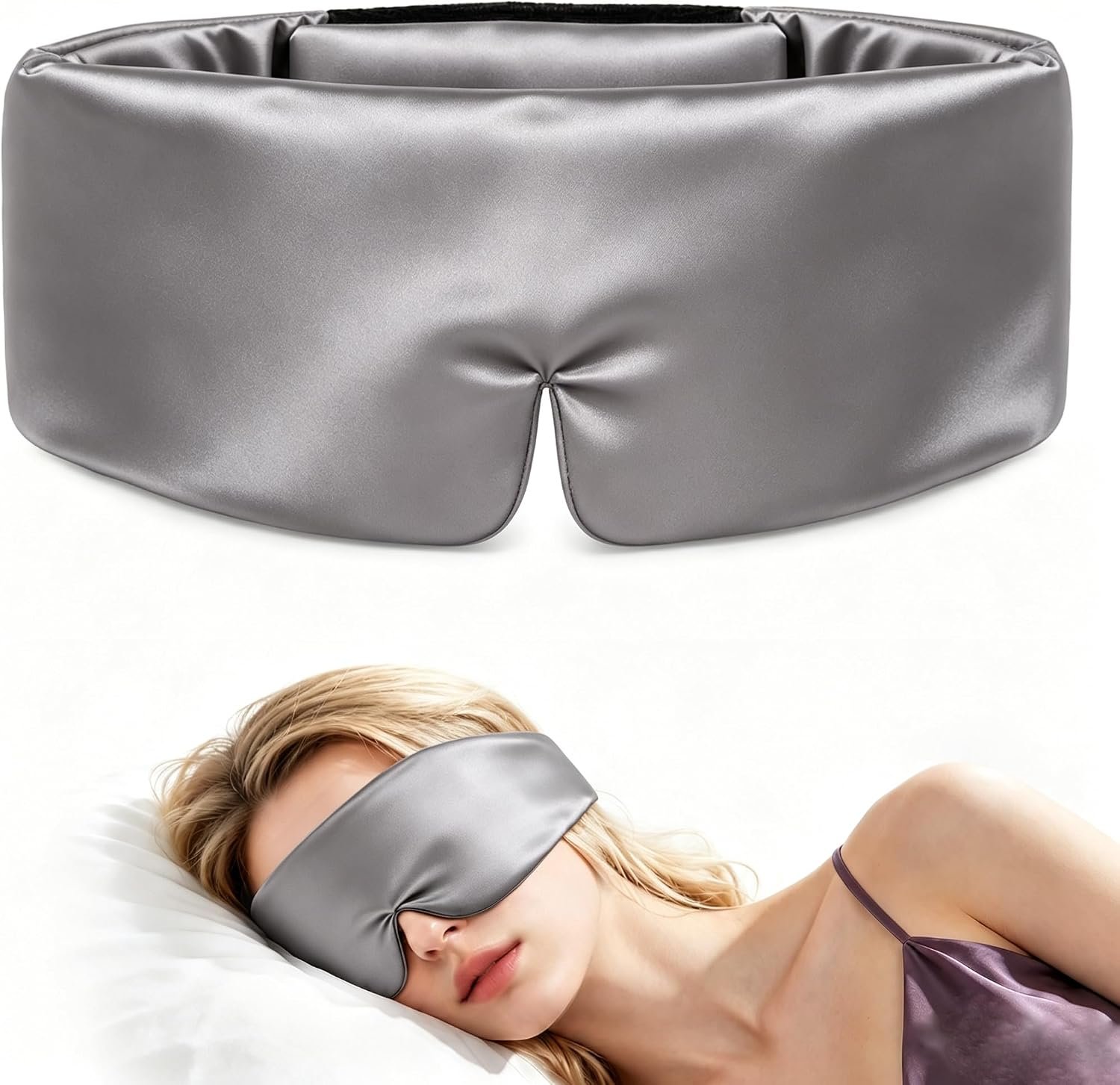 Dayme Sleep Mask – Soft Breathable Smooth Fabric Blackout Eye Mask, Gray
