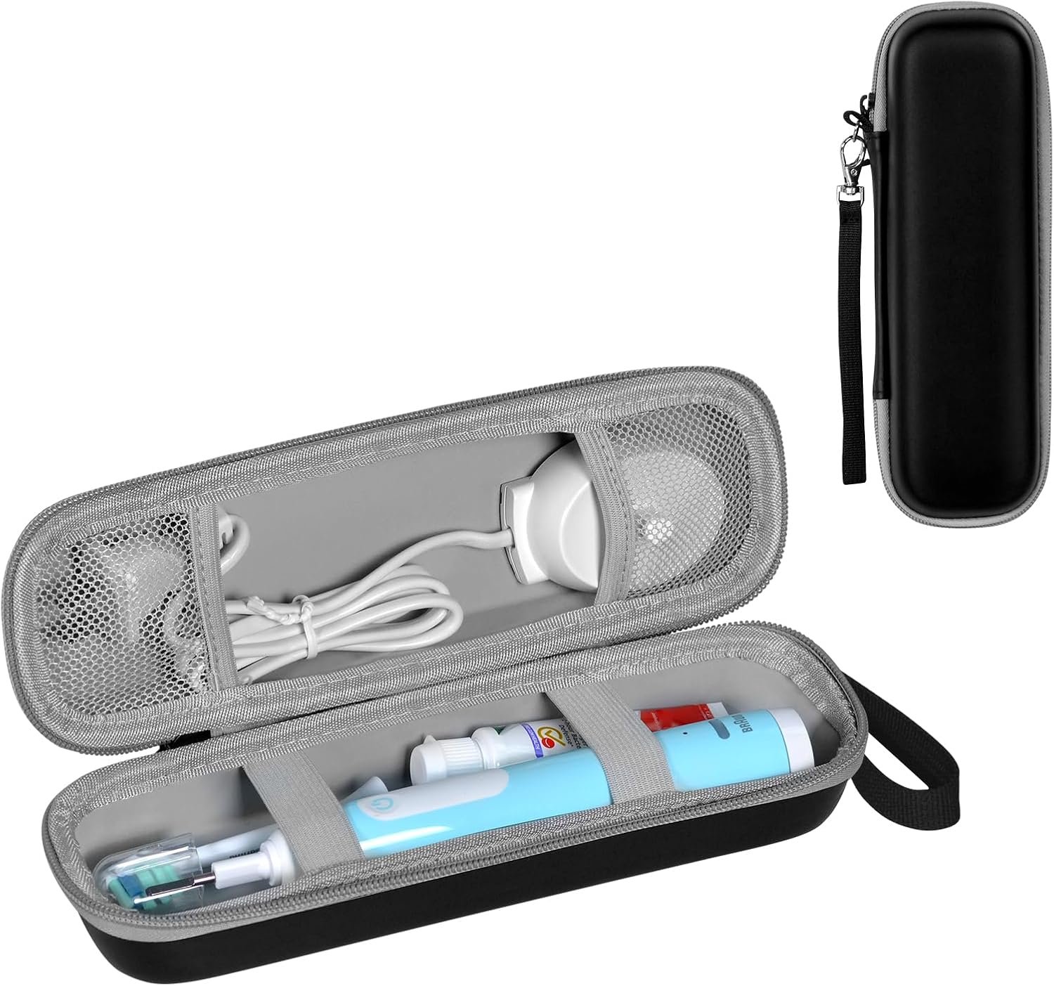 Toothbrush Travel Case for Oral-B/Oral-B Pro 1000 1500 5000 7000 7500 6000 9600/ Phlips Sonicare 4100 5100 1100 6100 5300 Electric Toothbrush, Portable Hard Protective Storage Bag (Black)