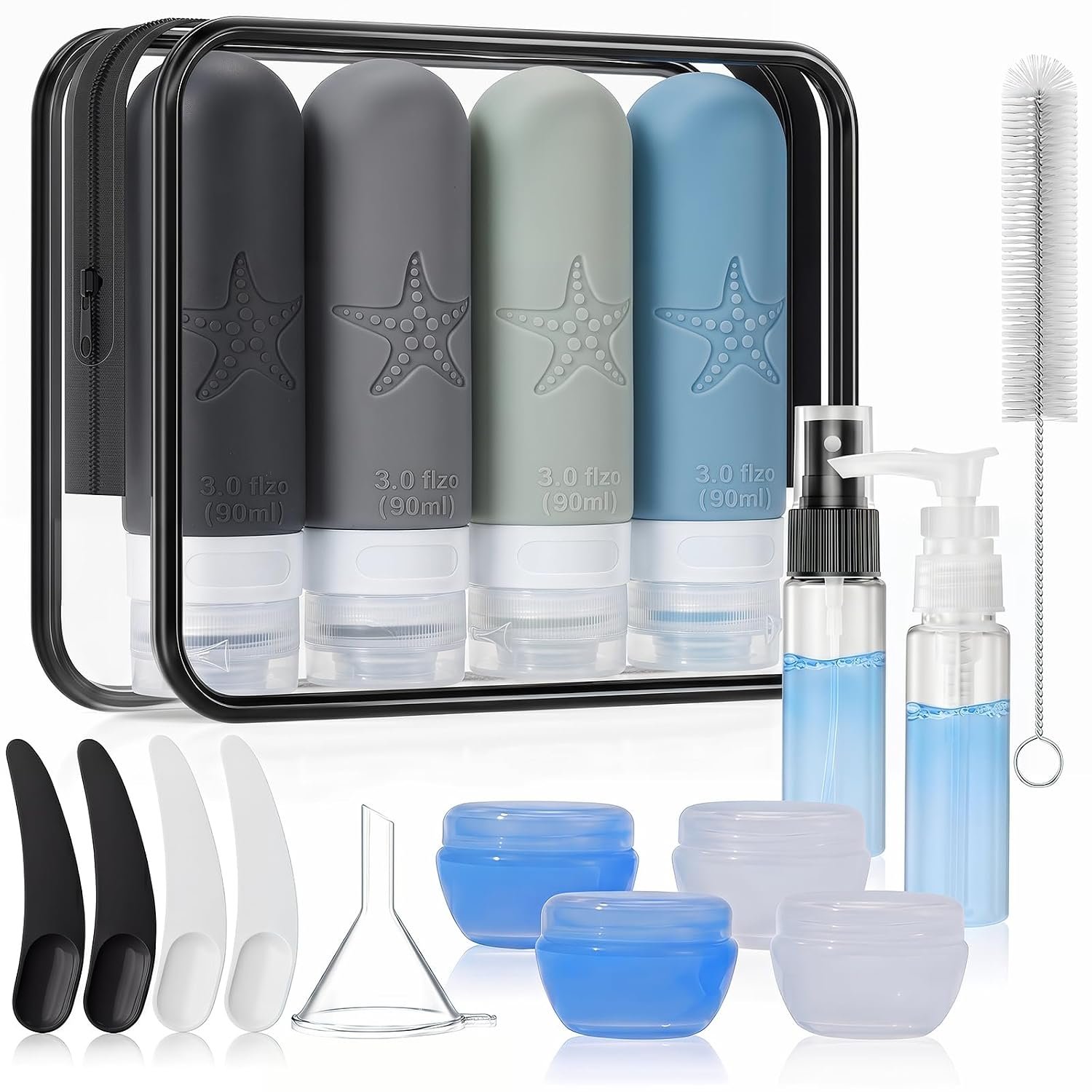 18 Pack Travel Bottles for Toiletries, Leak Proof, TSA Approved 3oz