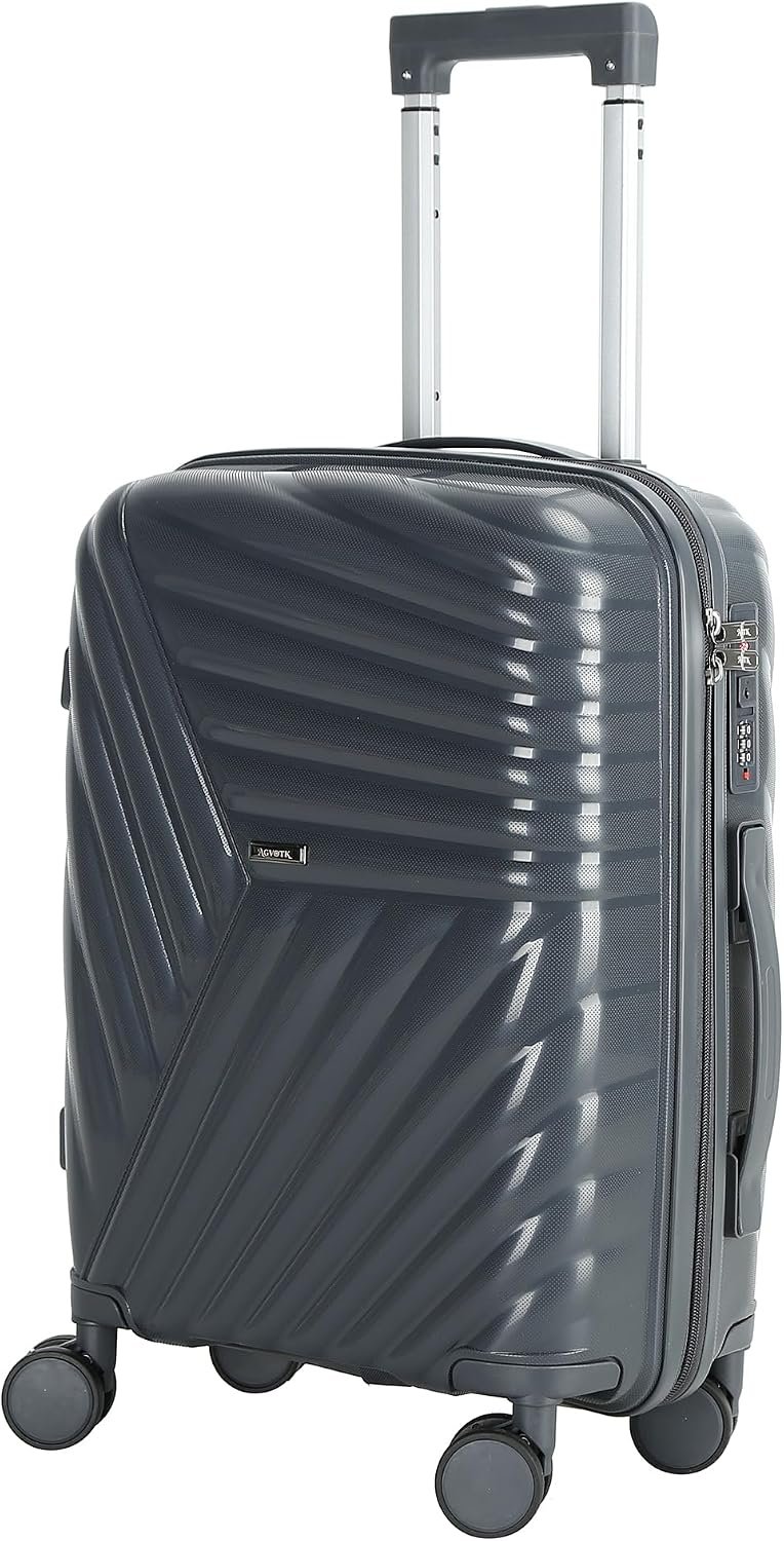 20 In Carry On Luggage with TSA Lock, 22x14x9 Airline Approved Hardside Suitcase, Lightweight PP Travel Luggage with 360° Silent Spinner Wheels, Anti-Burst Zipper for Business (Graphite Chevron)