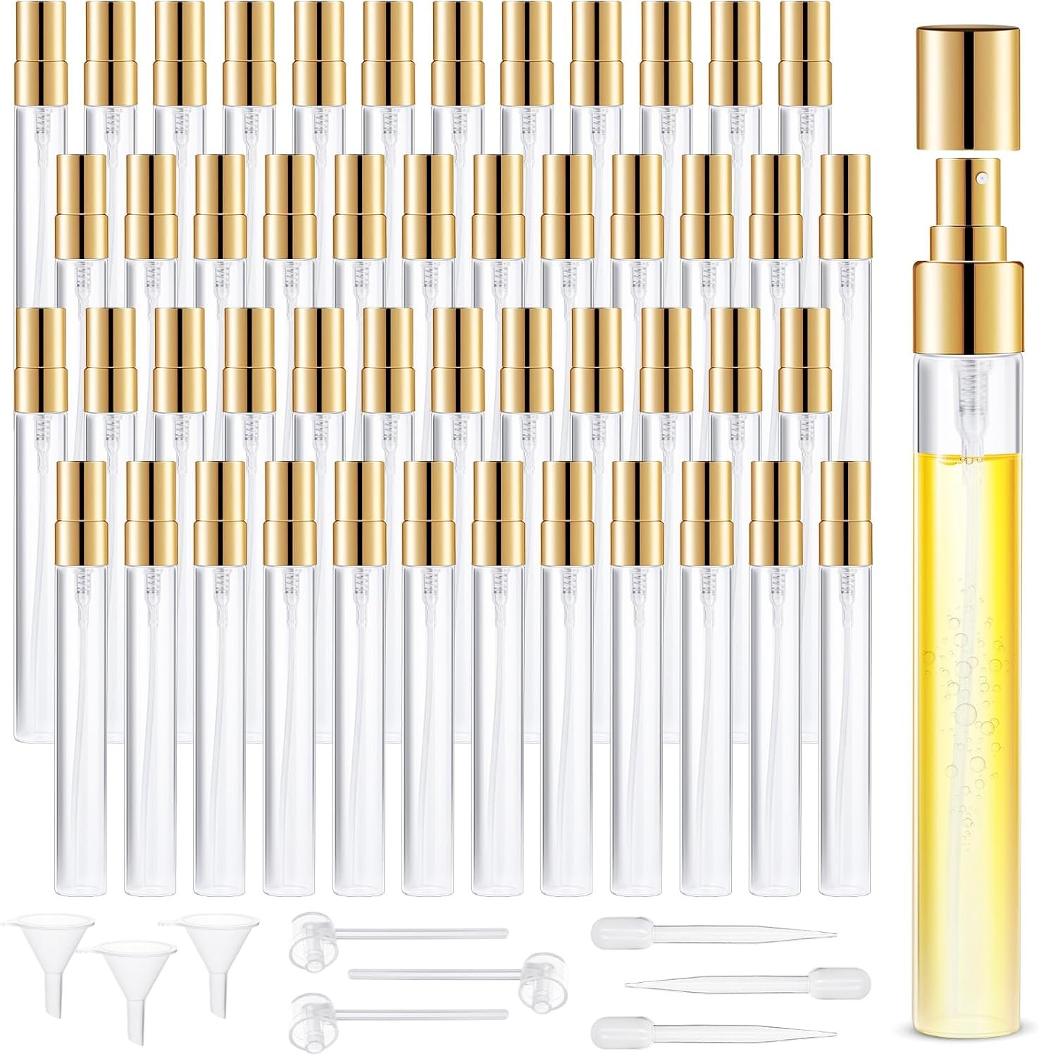 BESNEL Mini Glass Spray Bottle 50pcs 10ml Clear Perfume Spray Bottle Empty