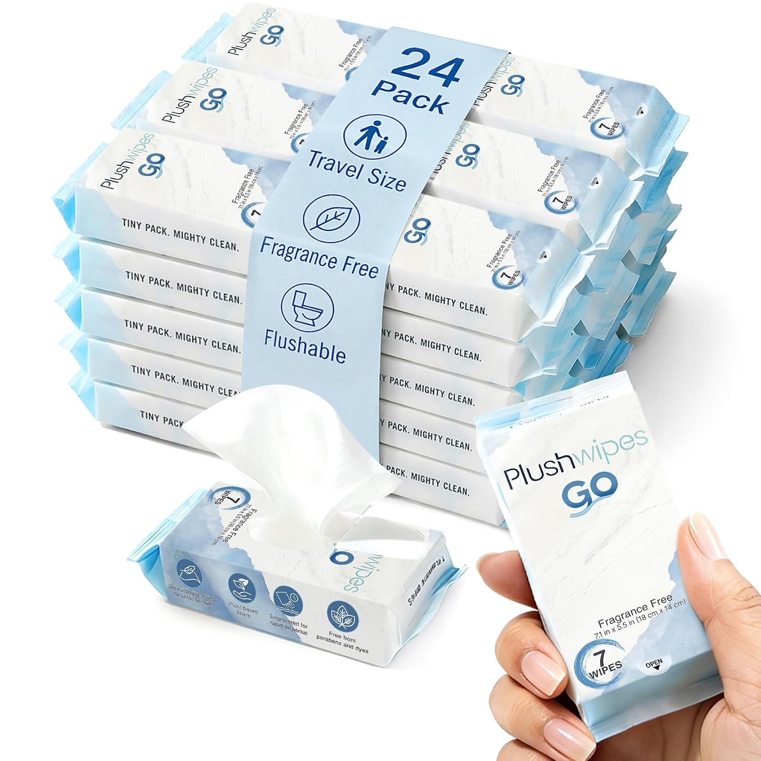 Go Flushable Wipes Travel Packs, 24 Packs, Fragrance Free