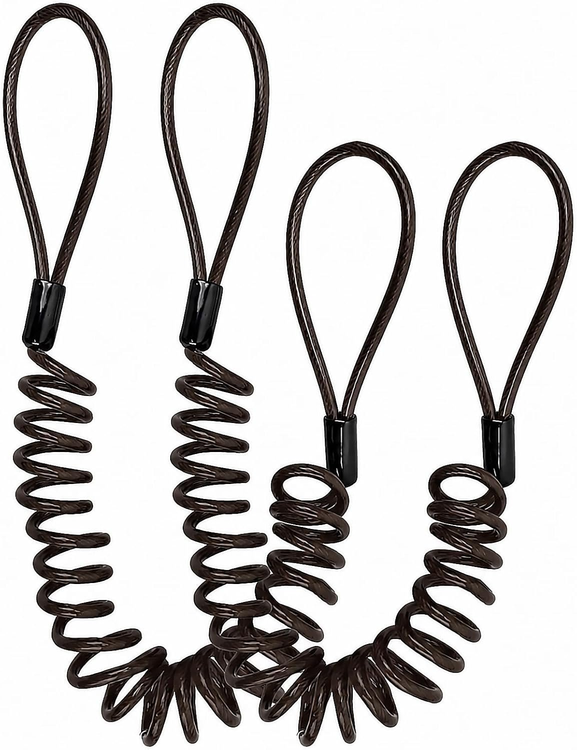 Security Cable Lock 2 Pack, 5FT Self-Coiling Stainless Steel Double Loop Cable, Flexible Anti-Theft Wire for Luggage, Bike, Helmet & Travel Gear (Black)