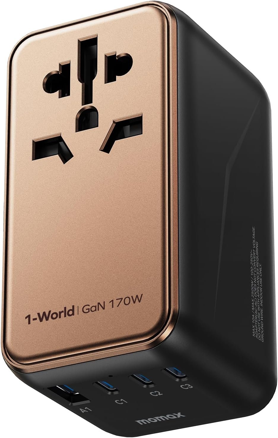 MOMAX 170W GaN Universal Travel Adapter, High-Power Travel Charging