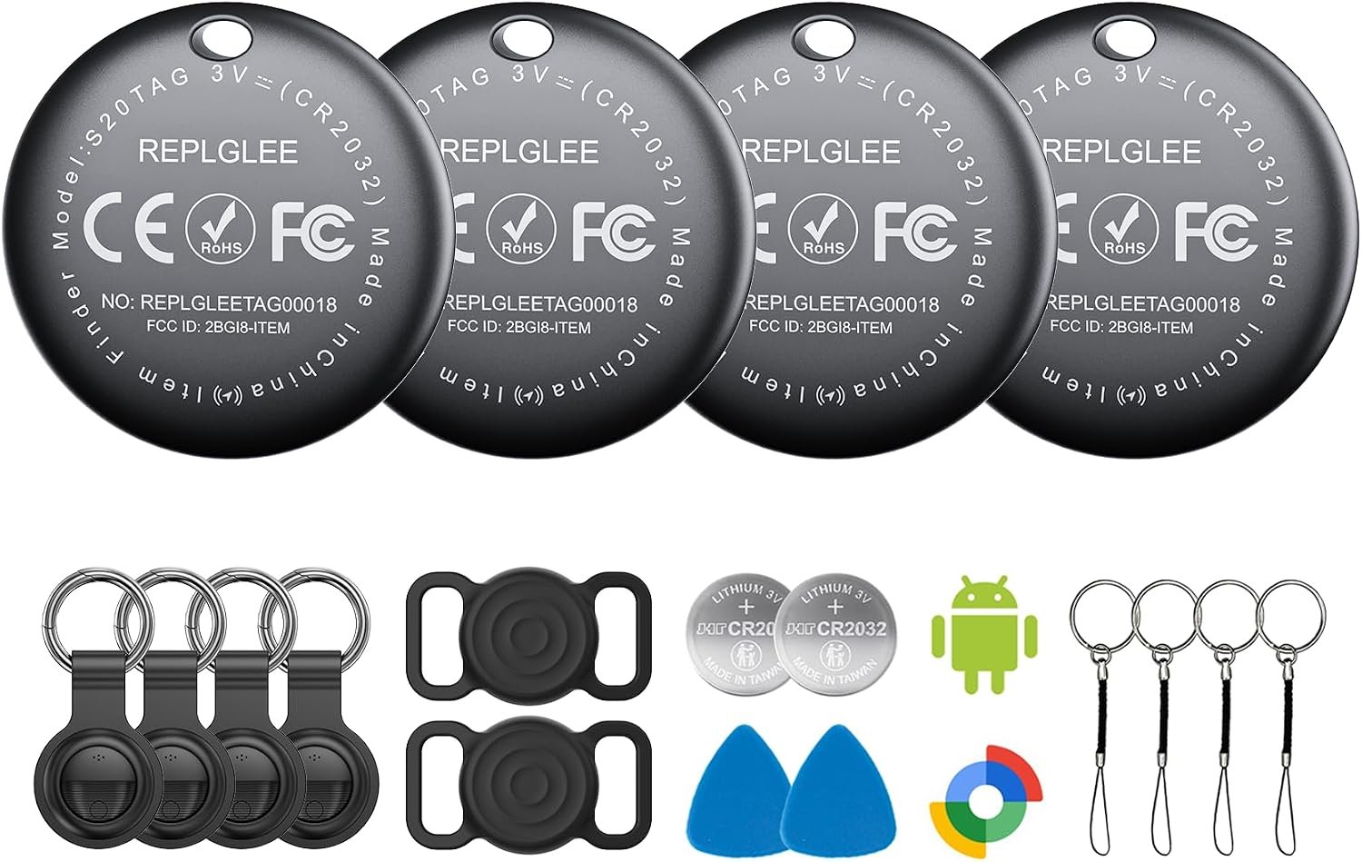 Air Tags for Android,Air Tags-4 Pack Android,Air Tracker Tags with 6 Case,2 Year Battery Life,Google Find Trackers for Google’S Find Hub App,IP66 Waterproof Luggage Tracker for Keys,Wallets,Suitcases