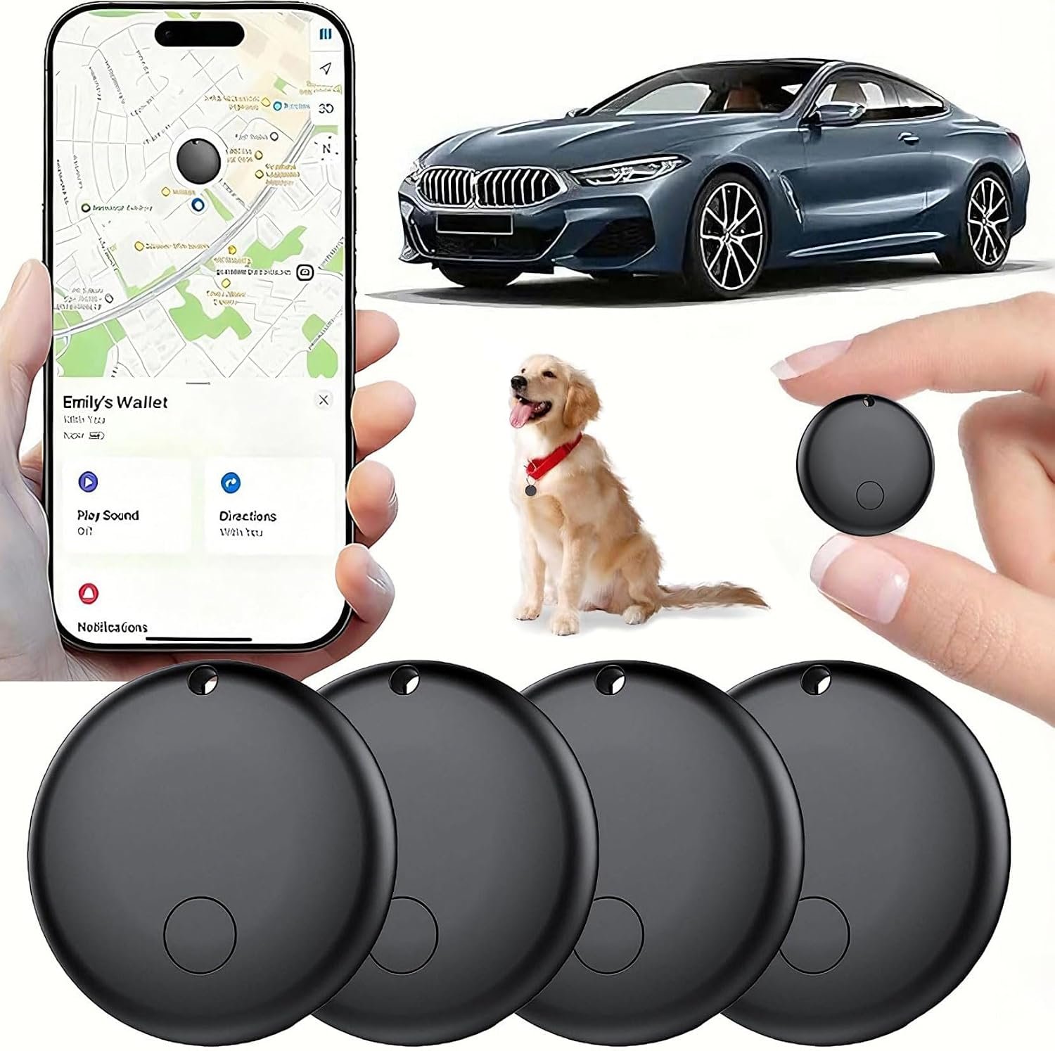 Mini GPS Tracker for Vehicles Compatible with Find My (iOS Only), 2 Pack