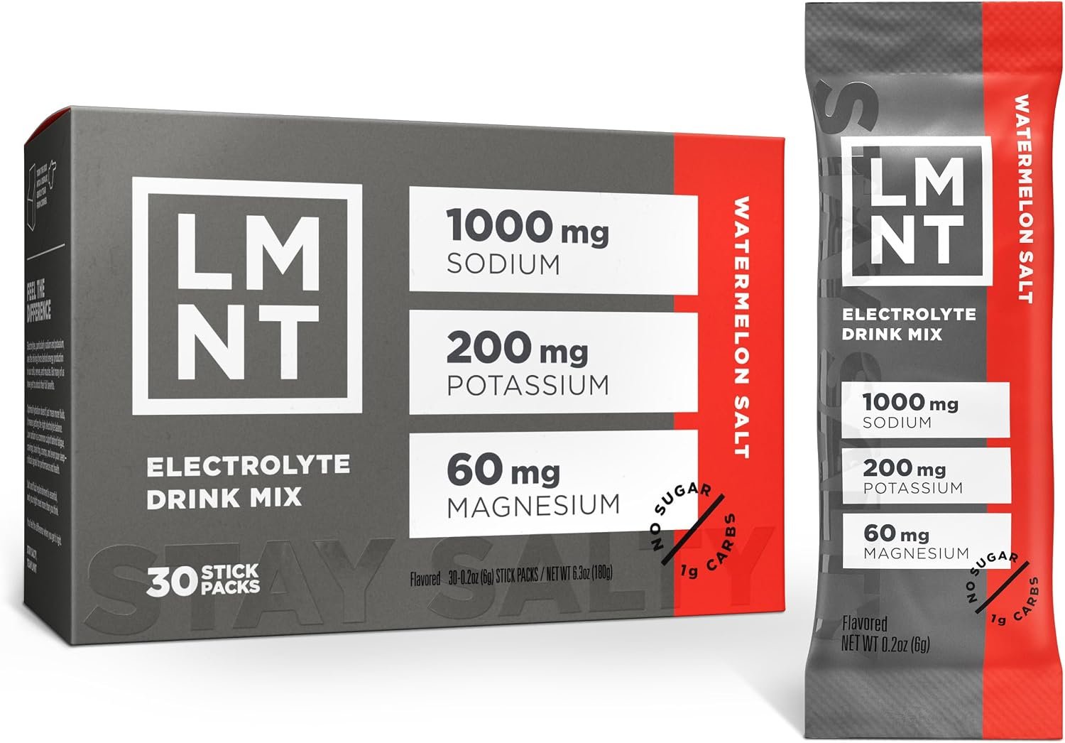 LMNT Zero Sugar Electrolytes – Watermelon Salt | Drink Mix | 30-Count