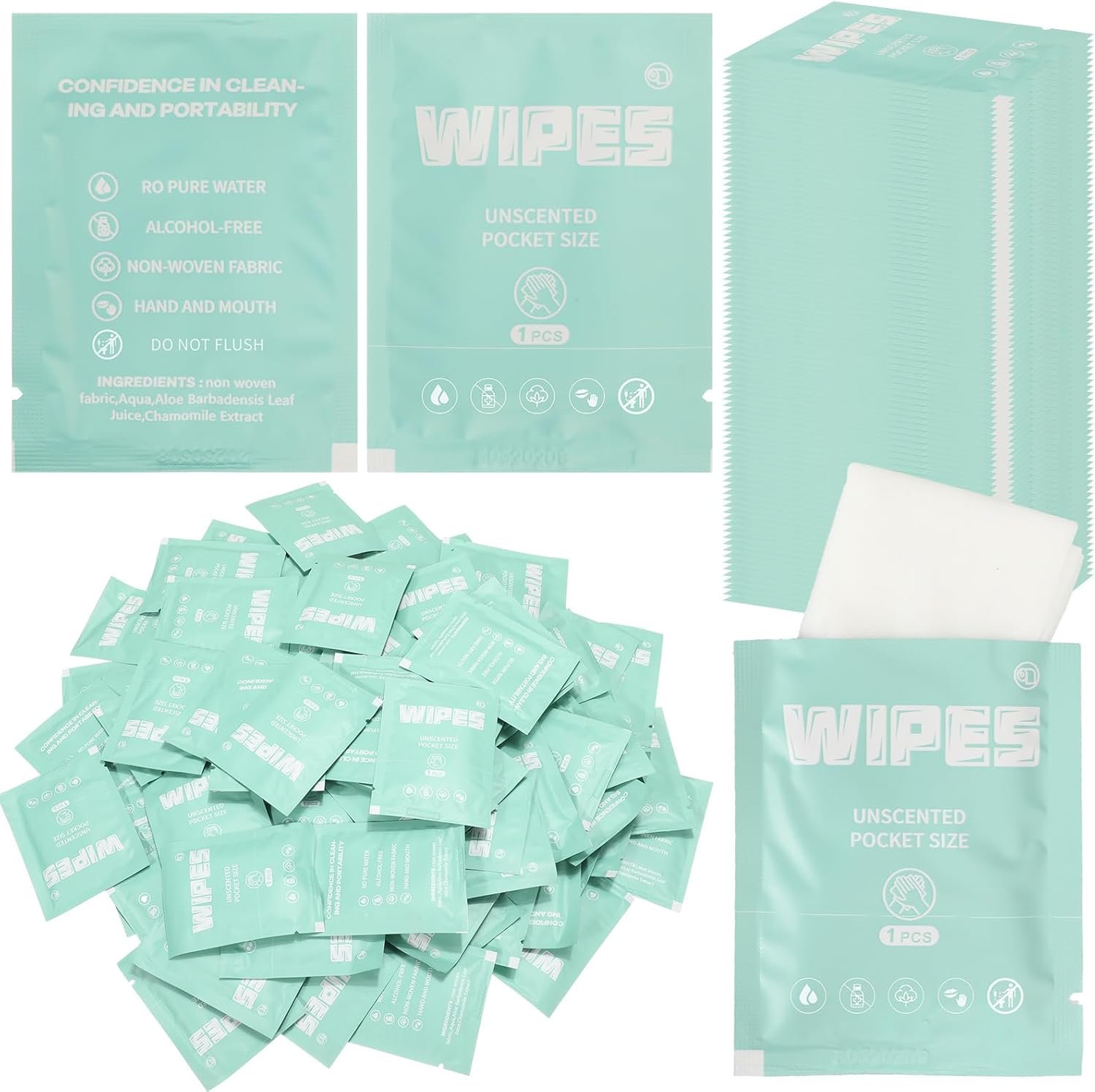 Lounsweer 500 Count Wet Wipes, Light Green