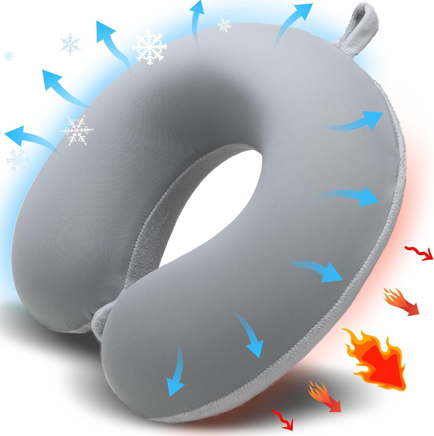 Travel Pillow, Memory Foam Neck Pillow for Traveling Winter Summer, U Shape Neck Pillow Airplane Portable Flight Pillow Adult Travel Neck Pillow for Plane Train Car Home Office – Grey