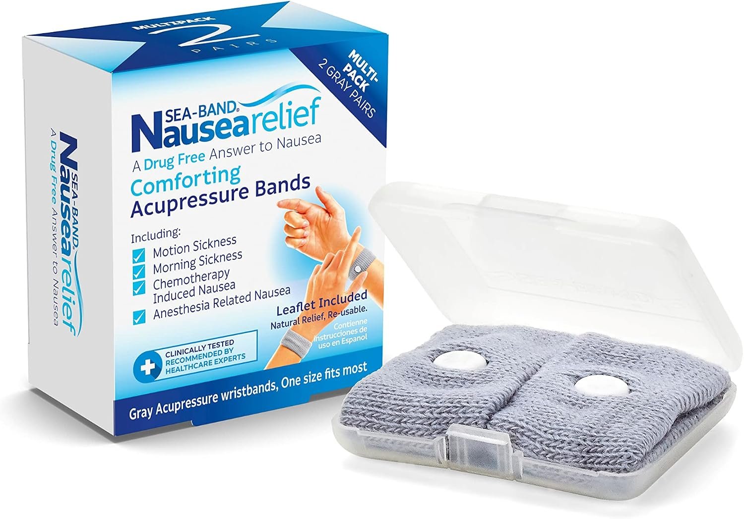 Sea-Band Adult Anti-Nausea Acupressure Wristband – 2 Pack