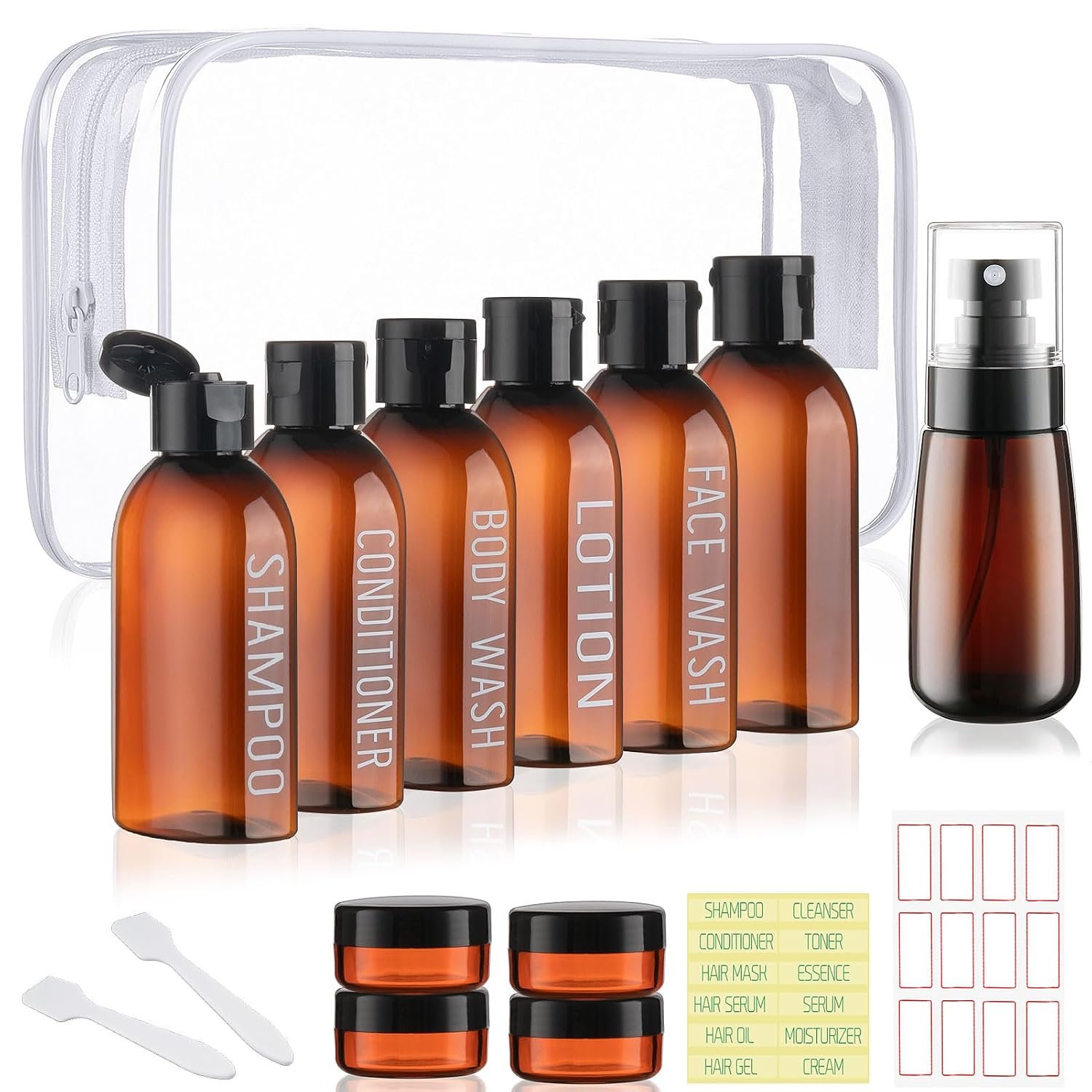 Travel Kit 10 PCS Travel Bottles for Toiletries TSA Approved Bottle