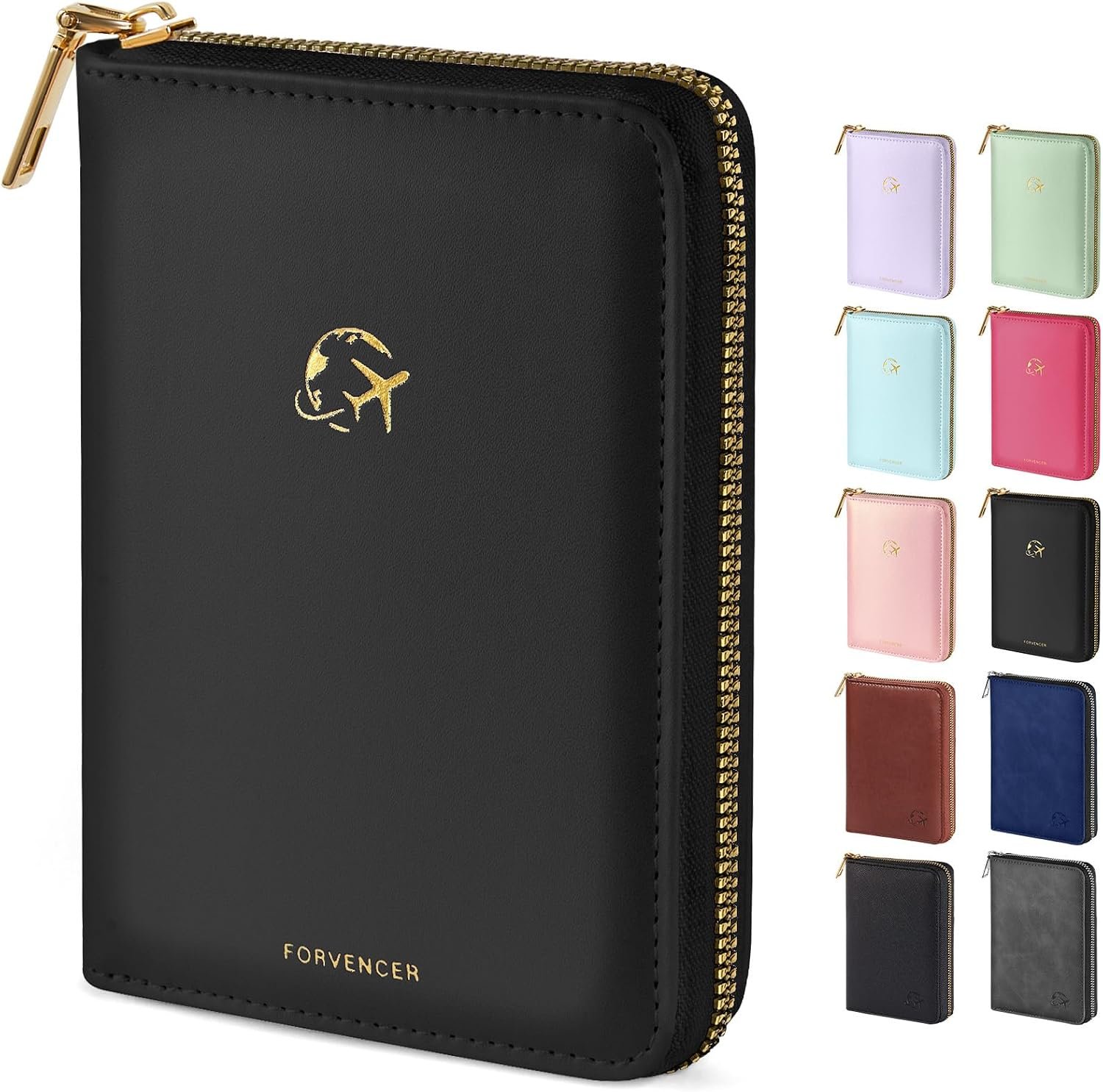 Forvencer Safe Zipper Passport Holder Cover, Passport Wallet for Travel