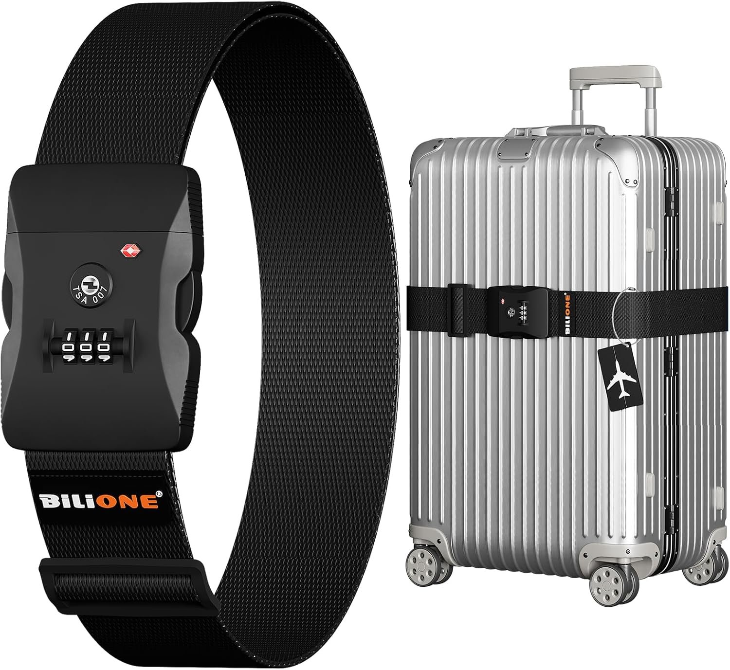 BILIONE Luggage Straps for Suitcases TSA Approved, Travel Belt with Lock