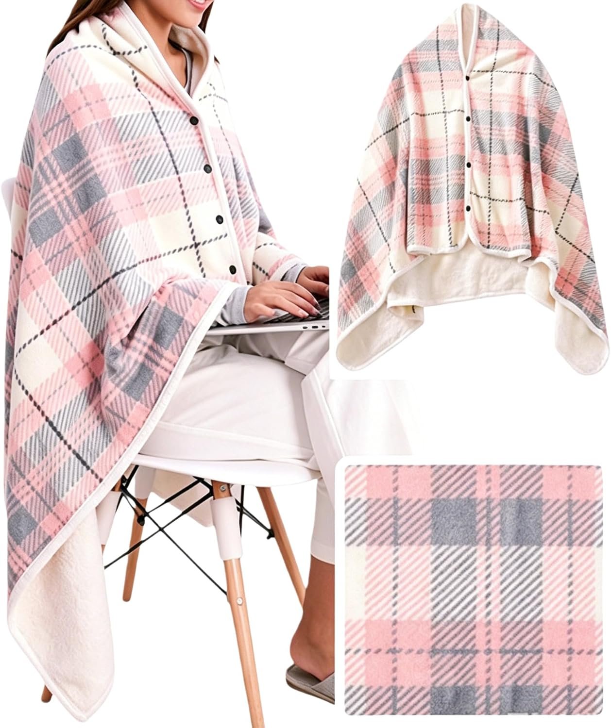 Office Chair Blanket, Fleece Wearable Wrap Shawl Home Work Ponchos