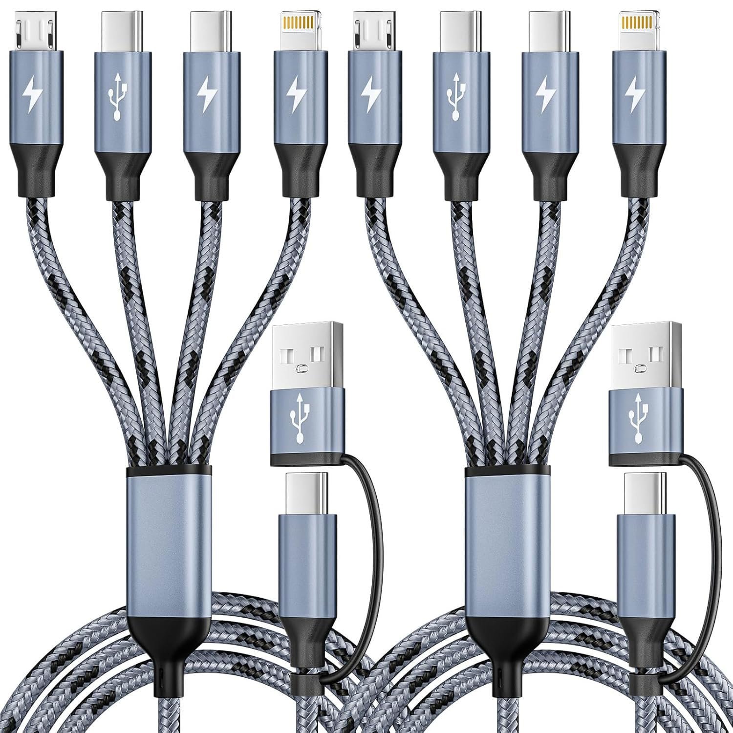 4 in 2 USB C Multi Charging Cable, 5FT Charging Cords with Micro USB Cable