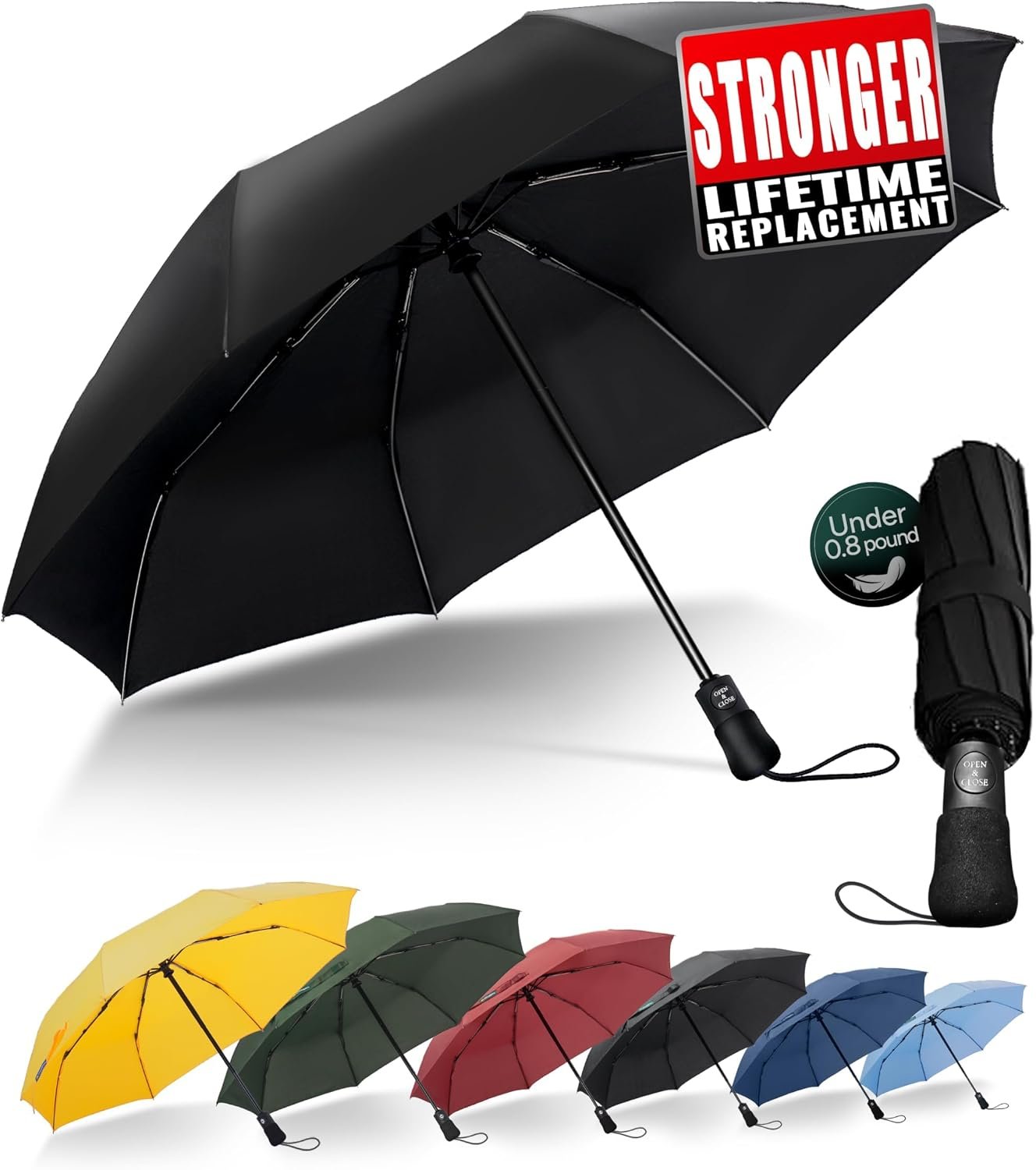 Travel Compact Umbrella Windproof – Portable Automatic for Rain, Folding Umbrella for Men and Women, Portable 210T Fabric