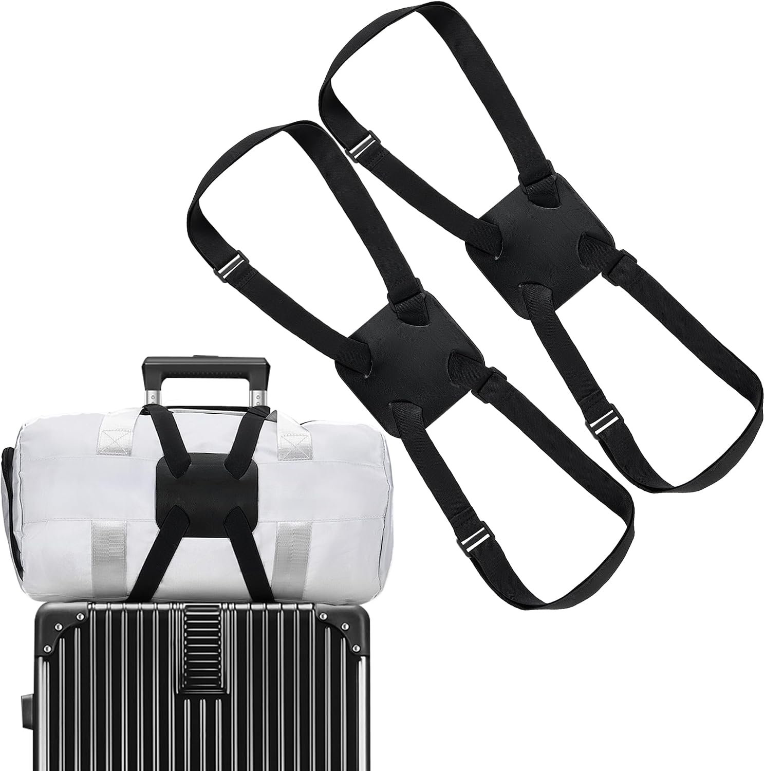 Chelmon 2 Pack Luggage Straps, Ajustable Elastic Bungee Belt for Suitcases, Add Extra Bag Easy and Securely for Travel