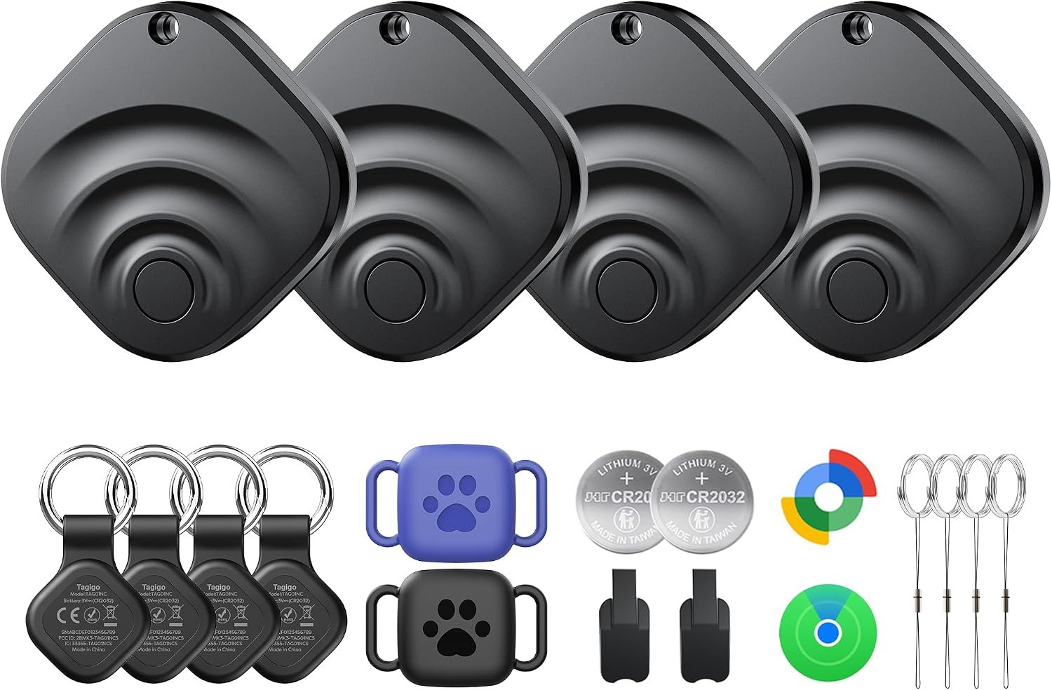 Air Tags for Android,Air Tags-4 Pack Android,Air Tracker Tags with 6 Case,2 Year Battery Life,Google & Apple Find Trackers for Google’S Find Hub App & Apple Find My,IP66 Waterproof Luggage Tracker
