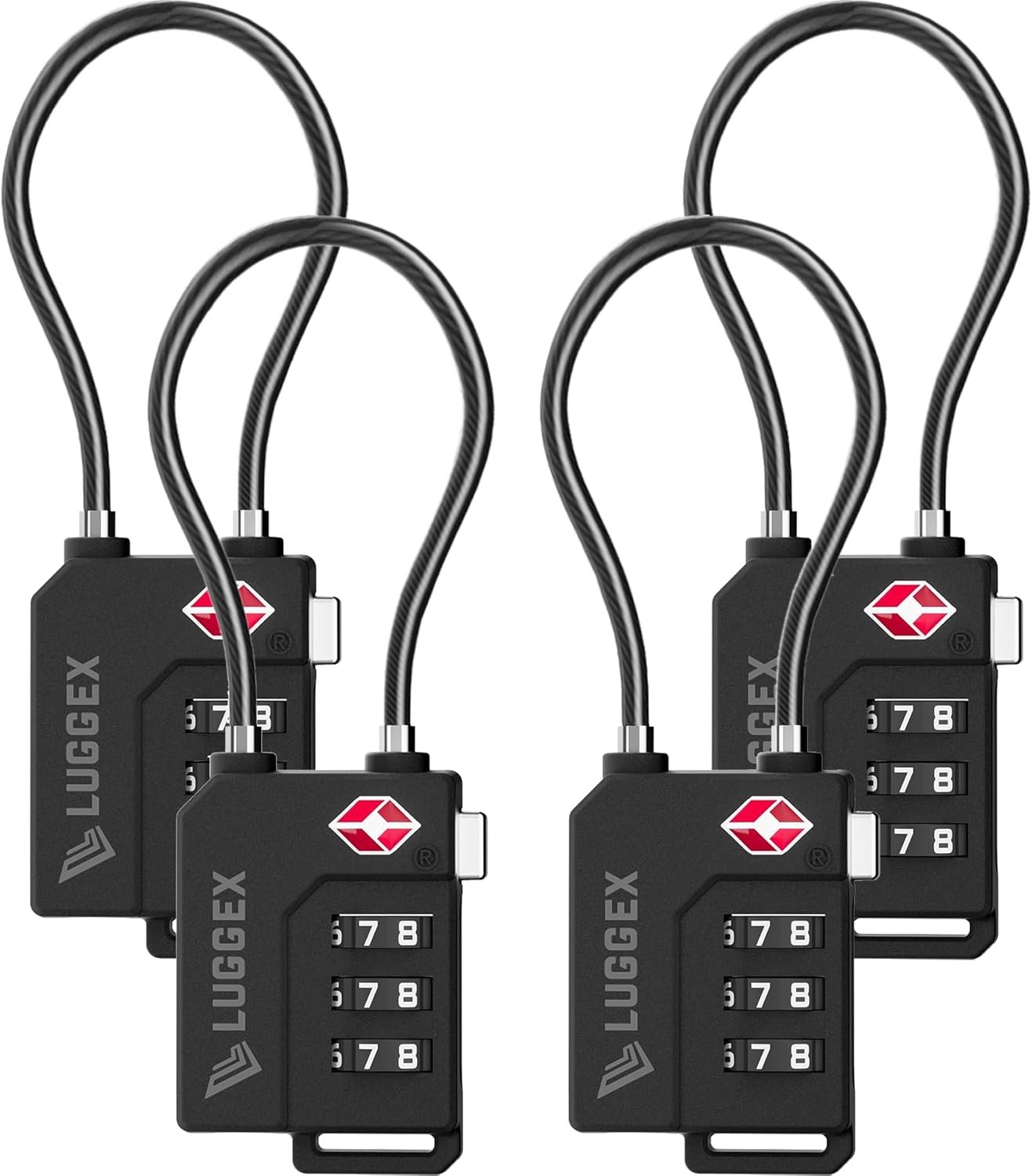 LUGGEX 4 Pack TSA Locks for Luggage, Luggage Locks TSA Approved