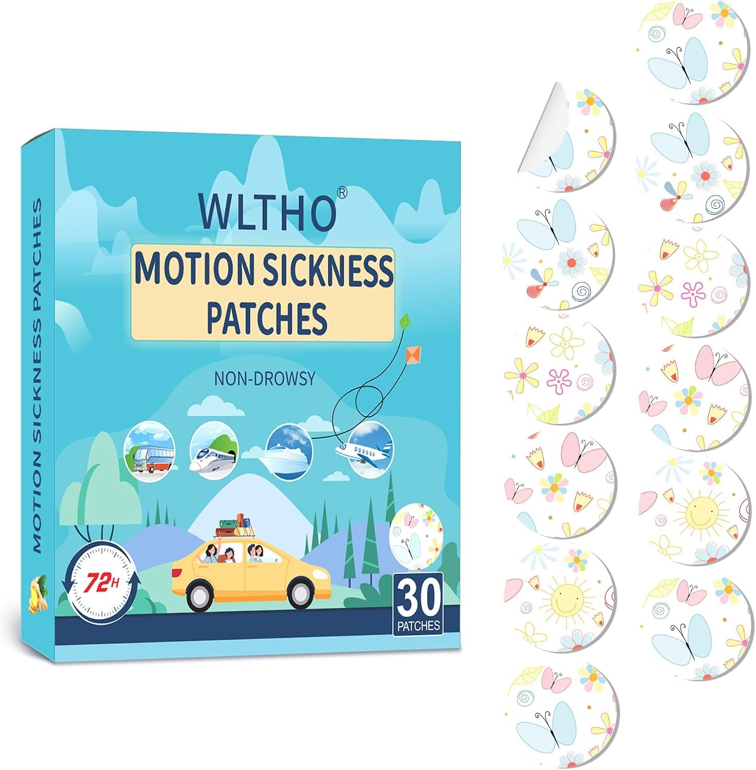 30ct Motion Sickness Patches Non Drowsy, Travel Essentials