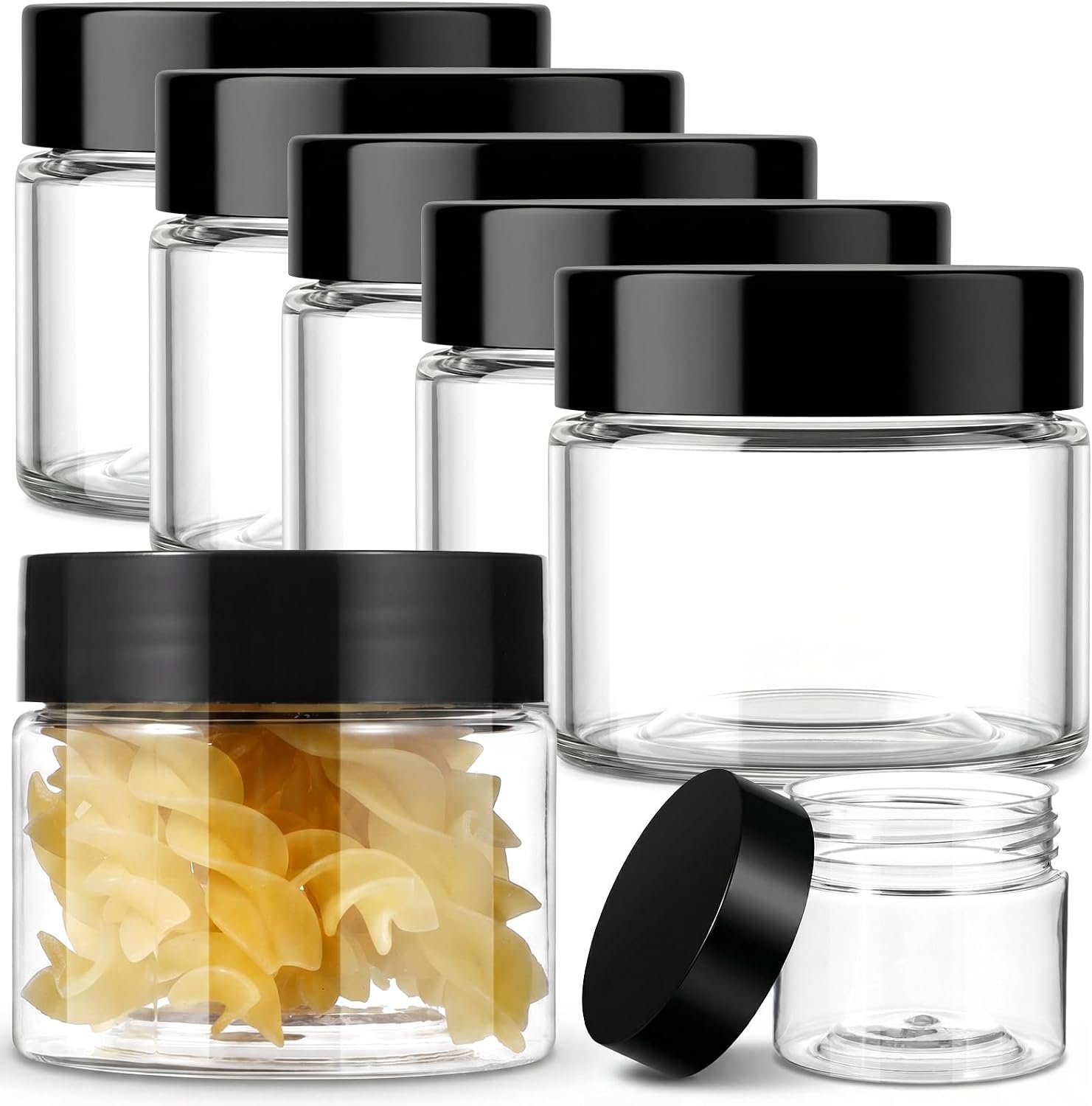 6 PCS Leak-Proof Clear Cosmetic Jars, Plastic Container Jars with Lids, Round Wide-mouth Makeup Sample Container, Refillable Travel Size Containers, Small Travel Containers for Creams, Lotion (12g)