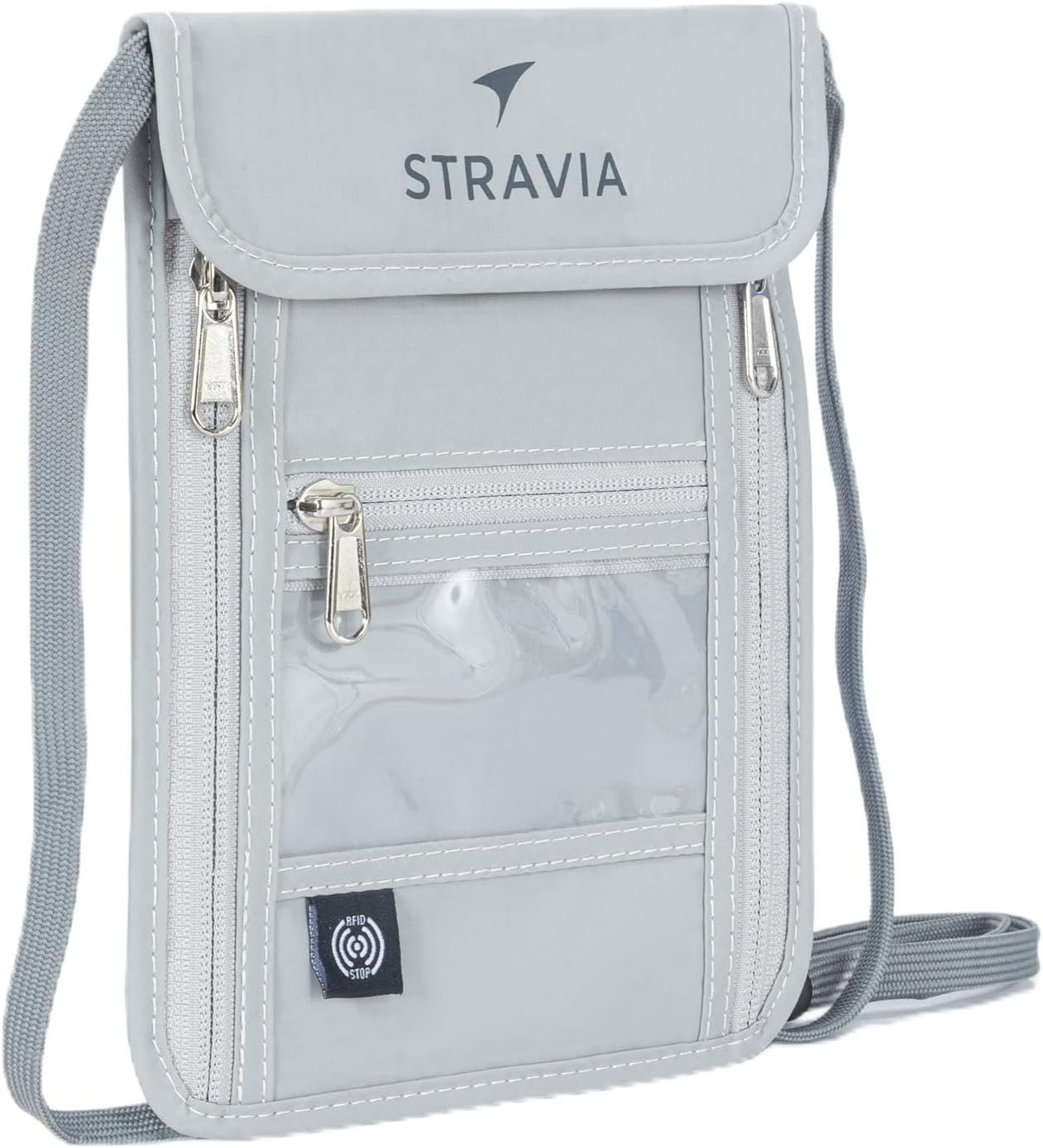 Large Neck Wallet – RFID Passport Holder for Travel (Light Gray)