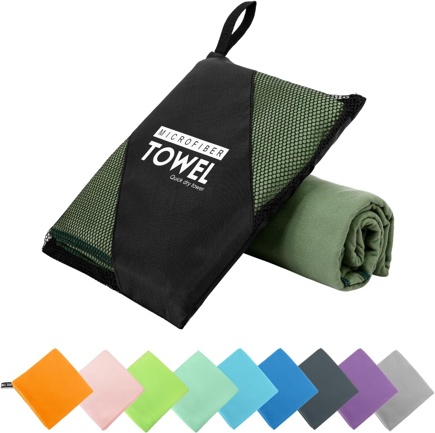 Microfiber Travel Towel, Quick Dry Camping & Gym Towel. Compact