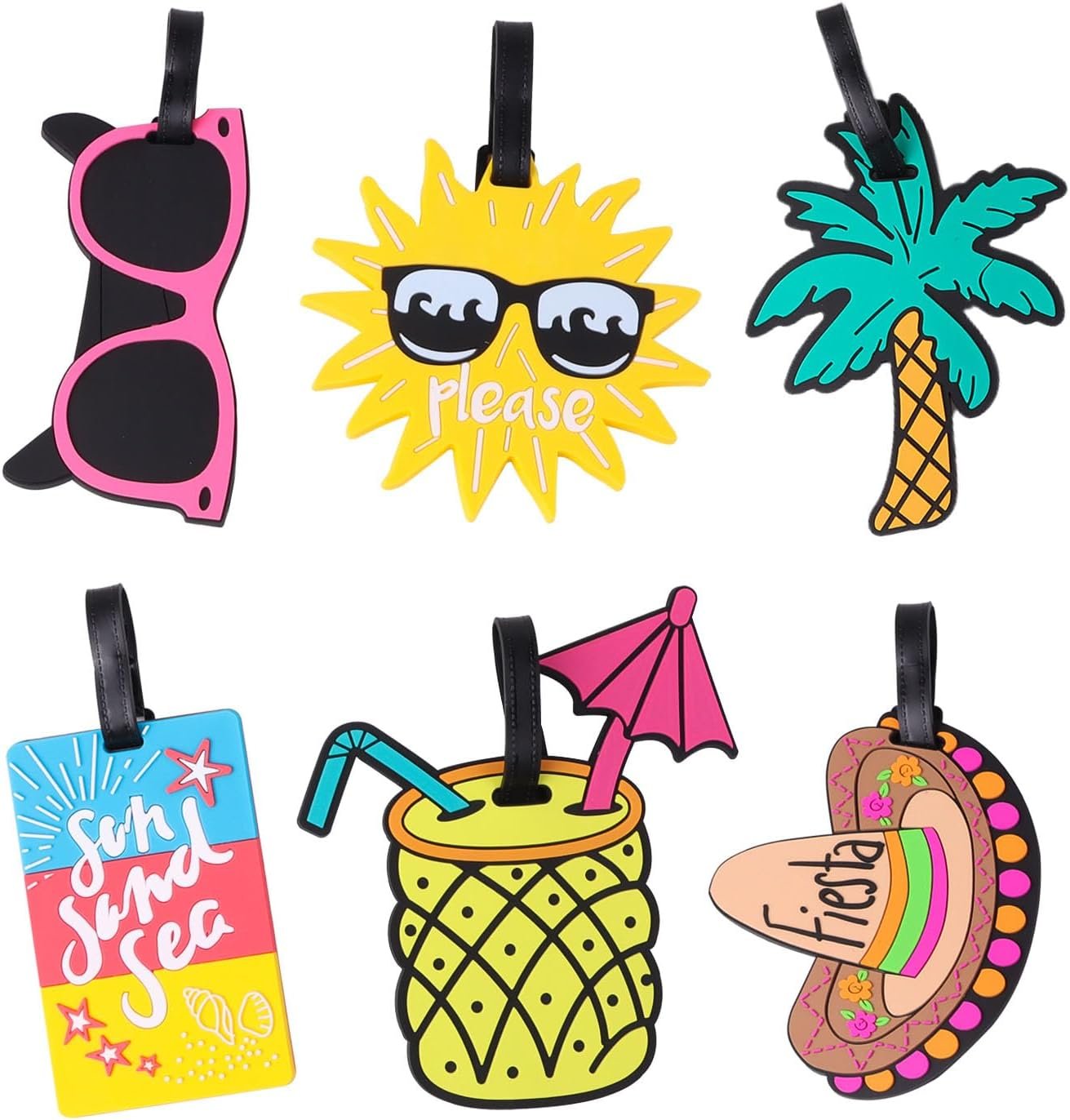 LOKIPA 6 Pack Unique Luggage Tags, Fun Luggage Tags for Women Men Summer Beach Luggages Tag for Travel, Suitcase, Baggage and Backpack