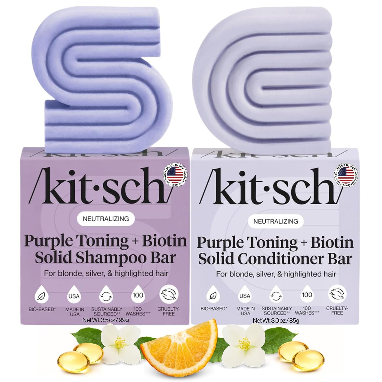 Kitsch Purple Shampoo & Conditioner Set For Blondes & Color Treated Hair