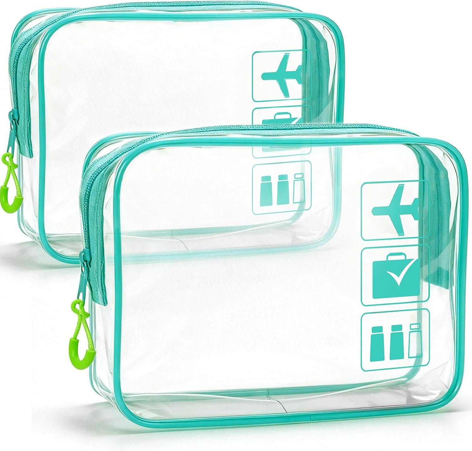 TSA Approved Toiletry Bag, 2pcs Clear Makeup Bags Quart Size Travel Makeup Cosmetic Bag, for Women and Men, Carry on Airport Airline Compliant Bag (Blue,M)