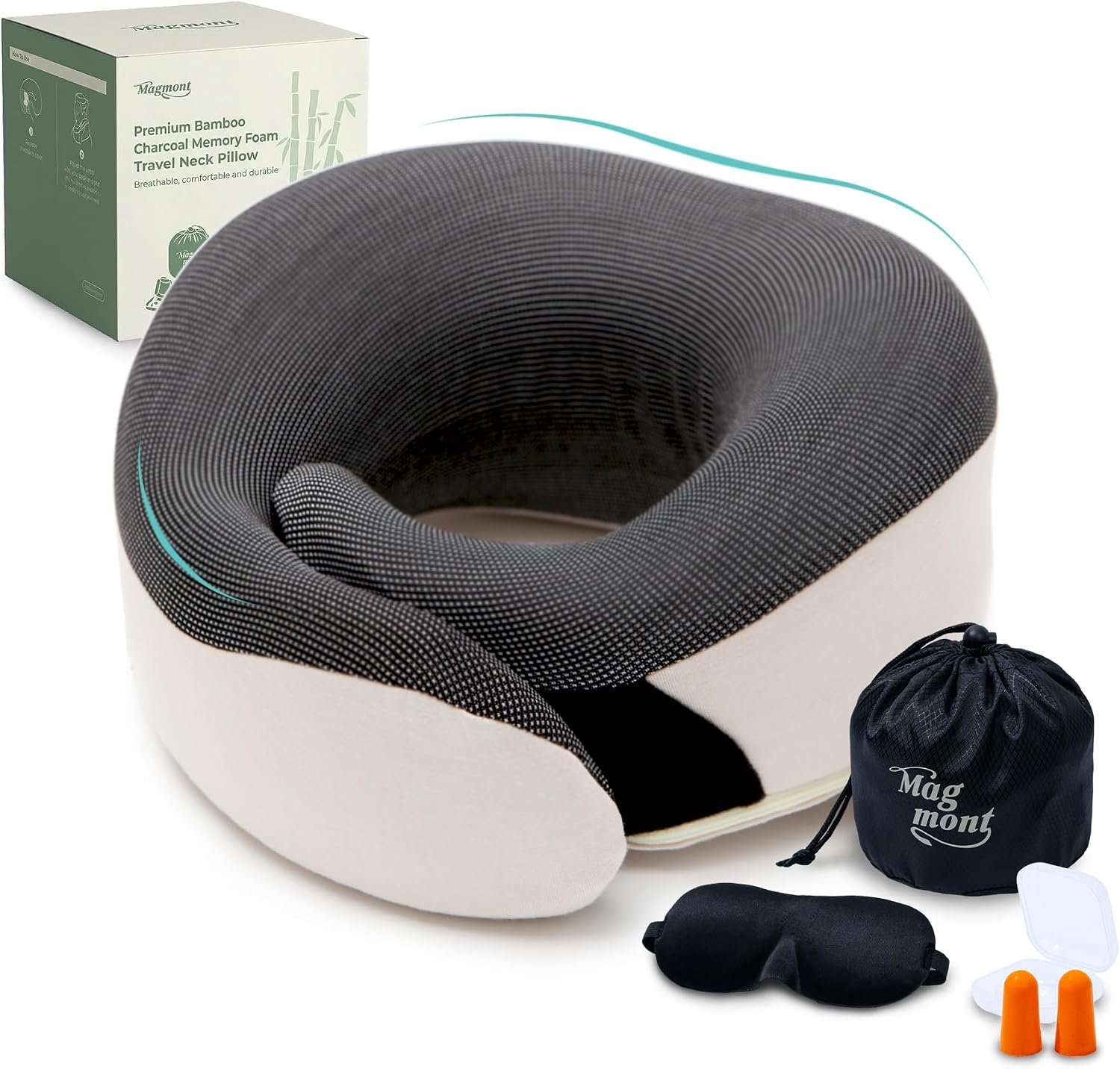 Travel Neck Pillow for Airplanes, 360° Chin Support, Beige