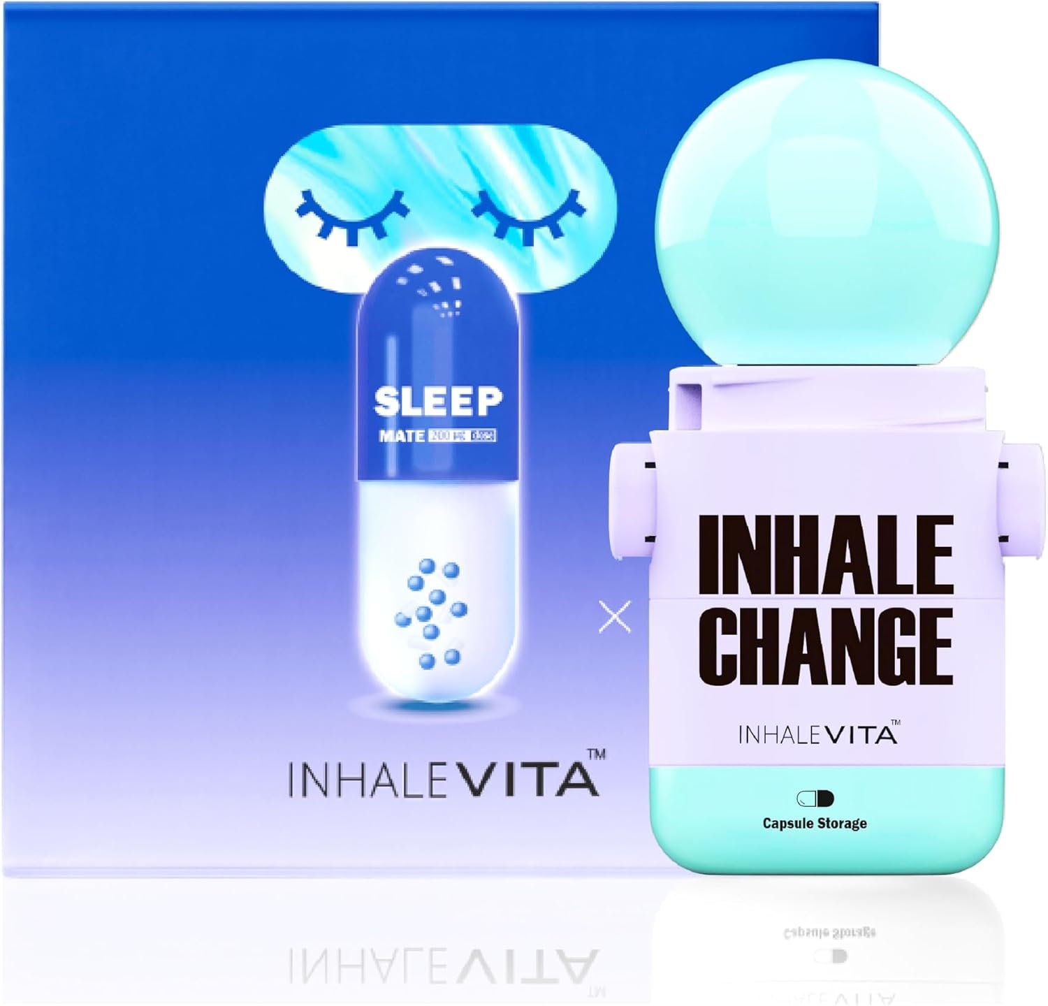 Melatonin Inhaler Sleep Aid Combo Green|Includes 15 Capsules & 1 Reusable Inhaler, Fast-Acting with Advanced Absorption|0.4mg Low Dose, Zero-Sugar|Wake Refreshed, Portable,Non-Habit Forming