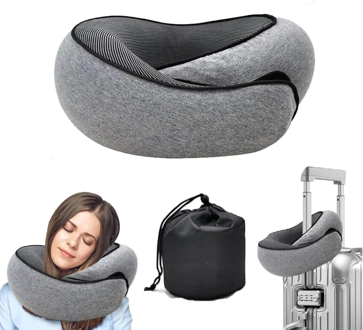 WEERSHUN Travel Pillow for Airplanes, 2026 New Memory Foam Neck Pillow with Chin Wrap for Traveling, Suitable for Airplanes, Offices and Cars