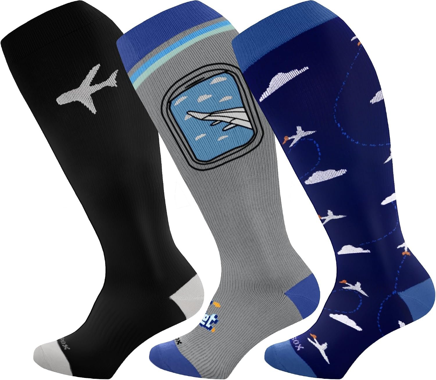 LEVSOX Wide Calf Compression Socks for Women & Men Extra Large Size Support Socks for Nurses Running Pregnant Travel, 15-20 mmHg