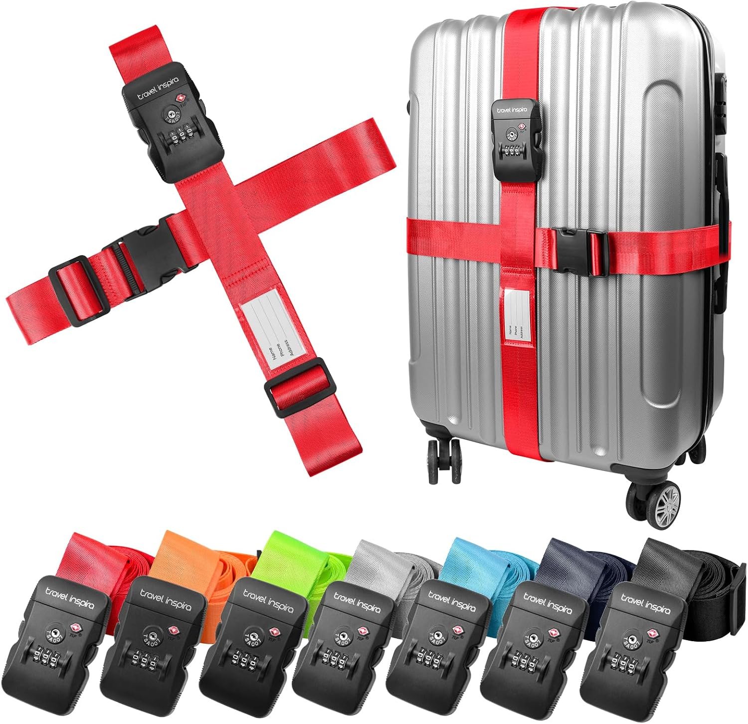 Travel Inspira Heavy Duty Luggage Straps with TSA Lock